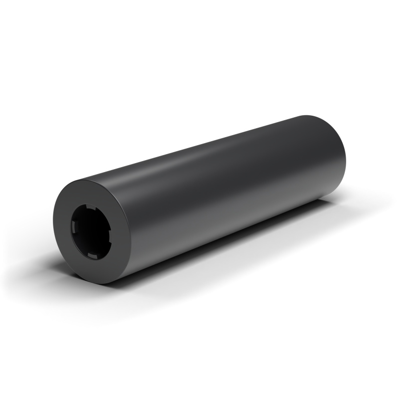 Itsepidättävä sileä välikeholkki, musta PA6.6, UL94-V2, Ø4,2 × 8 mm, M4-ruuville