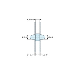 Dvostrano uskočni nosač PCB-a, Polikarbonat PC, crni, UL94-V2, PCB Ø6,4/1,4-2,4 mm / CH Ø6,4/1,2-2,4 mm