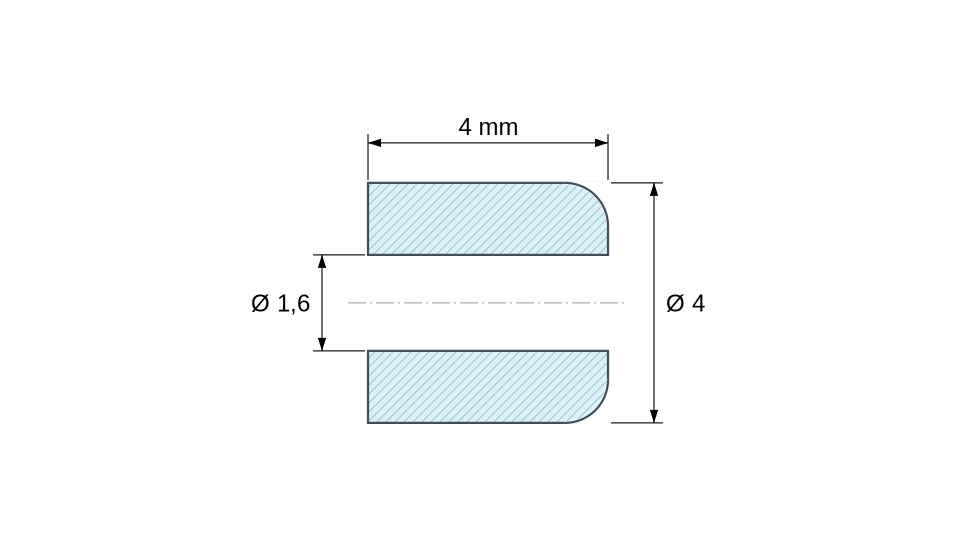 Glatki keramički odstojnik C221 Ø1,6x4mm, jedan zaobljeni kraj Glatki keramički odstojnik C221 Ø1,6x4mm, jedan zaobljeni kraj