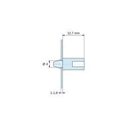 Bepattintható NYÁK-tartó Ø3,5 önmetsző csavarhoz, natúr PA6.6 poliamid UL94-V2, Ø4 mm furat, 1–1,8 mm NYÁK