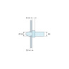 Méretezett rajz 3 mm, Bepattintható NYÁK-tartó M4 menettel, fekete PA6.6 poliamid UL94-HB, Ø3,8 mm furat, 1,8 mm NYÁK