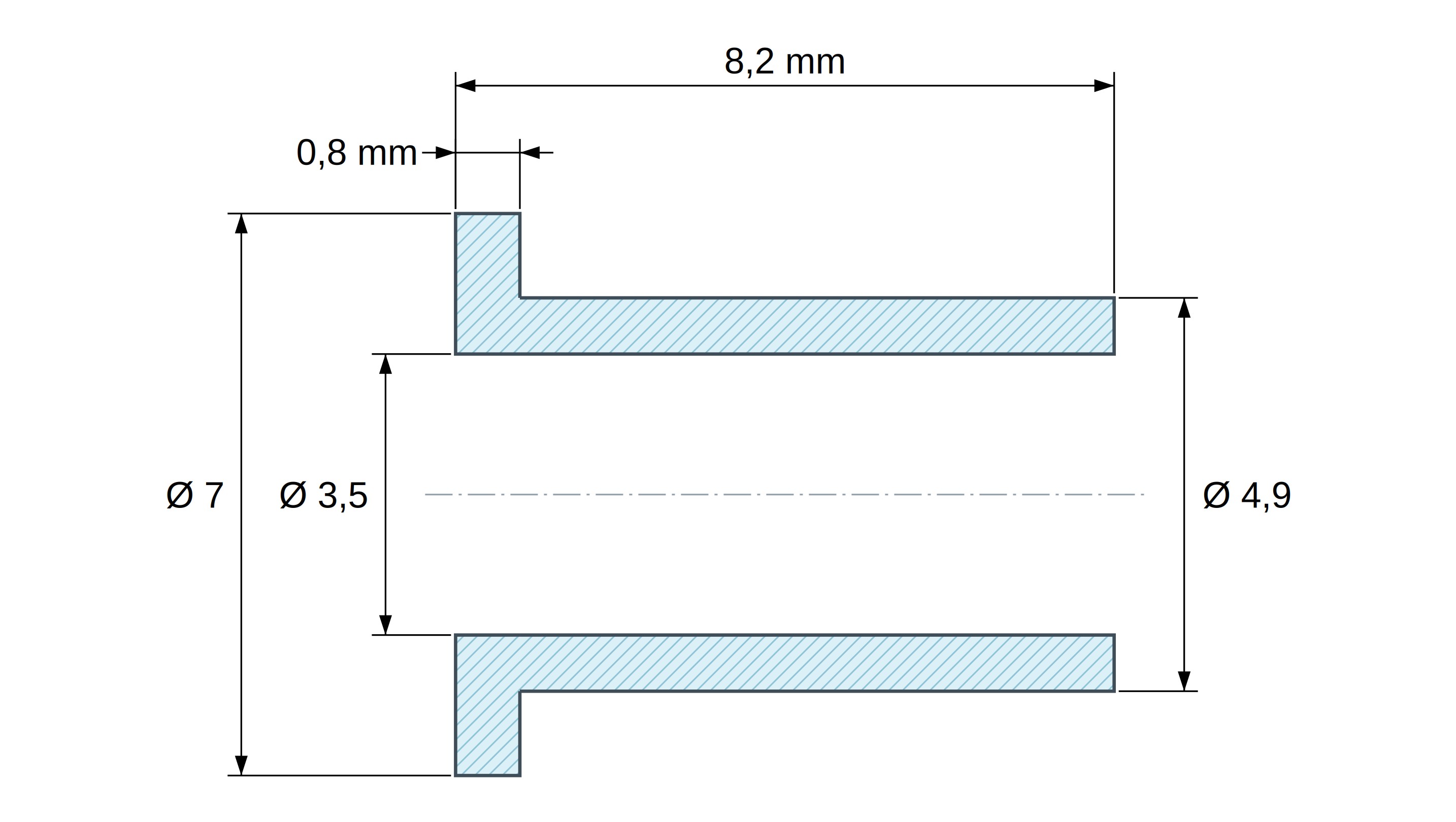 Tulejka izolacyjna z kołnierzem Ø3,5x7mm, wysokie osadzenie Ø4,9mm, czarny poliamid PA6.6 wzmacniany włóknem szklanym UL94-HB Tulejka izolacyjna z kołnierzem Ø3,5x7mm, wysokie osadzenie Ø4,9mm, czarny poliamid PA6.6 wzmacniany włóknem szklanym UL94-HB