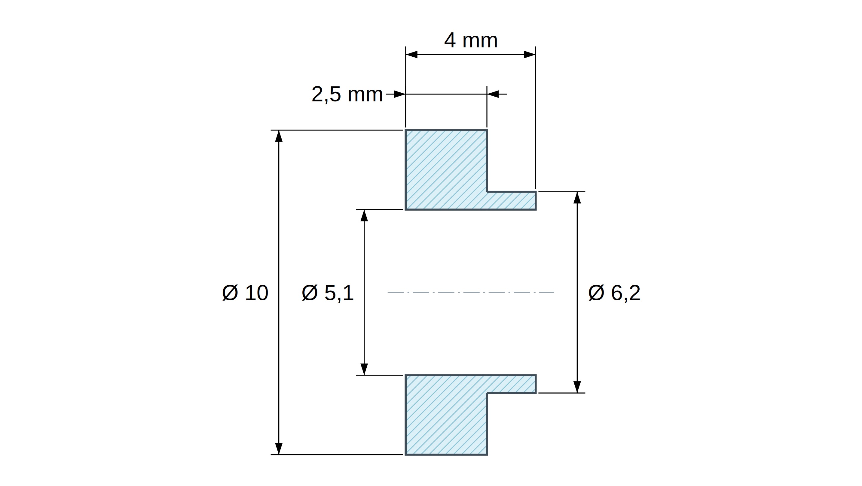 Izolačné puzdro s prírubou Ø5,1x10mm, vysoké osadenie Ø6,2mm, čierny polyamid PA6.6 vystužený sklenenými vláknami UL94-HB Izolačné puzdro s prírubou Ø5,1x10mm, vysoké osadenie Ø6,2mm, čierny polyamid PA6.6 vystužený sklenenými vláknami UL94-HB