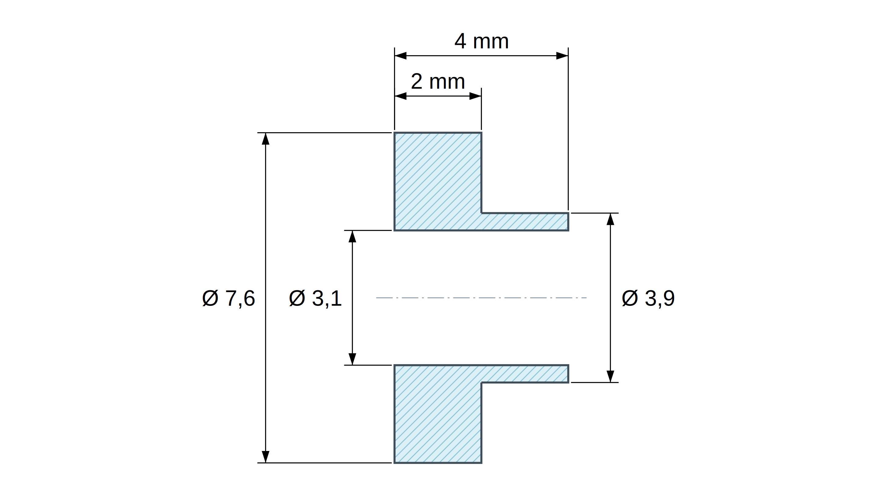 Izolacijska čahura s prirubnicom Ø3,1x7,6mm, visoko rame Ø3,9mm, crni poliamid PA6.6 ojačan staklenim vlaknima UL94-HB Izolacijska čahura s prirubnicom Ø3,1x7,6mm, visoko rame Ø3,9mm, crni poliamid PA6.6 ojačan staklenim vlaknima UL94-HB
