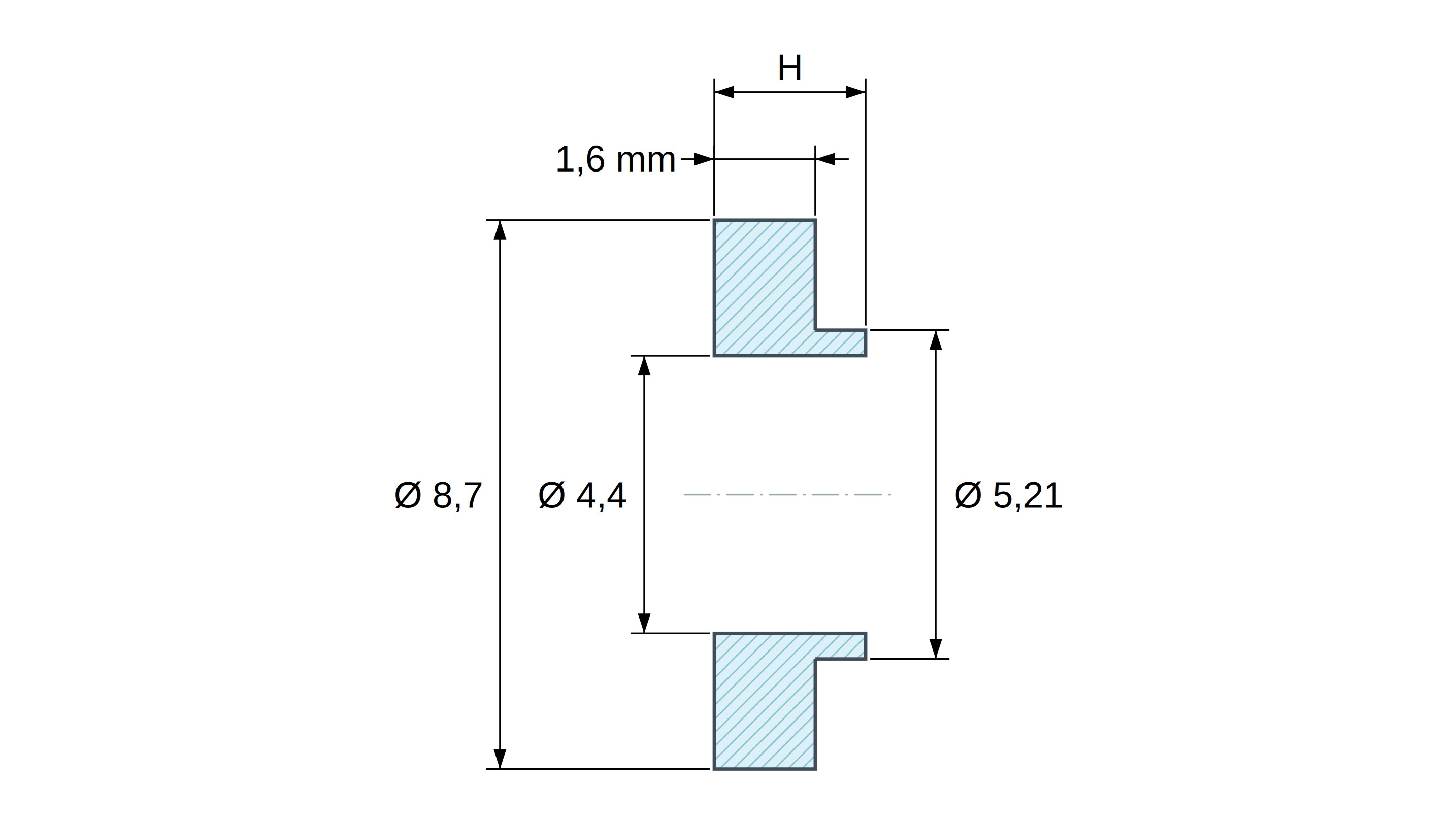 Tulejka izolacyjna z kołnierzem Ø4,4x8,7mm, niskie osadzenie Ø5,21mm, naturalny poliamid PA6.6 UL94-V0 Tulejka izolacyjna z kołnierzem Ø4,4x8,7mm, niskie osadzenie Ø5,21mm, naturalny poliamid PA6.6 UL94-V0