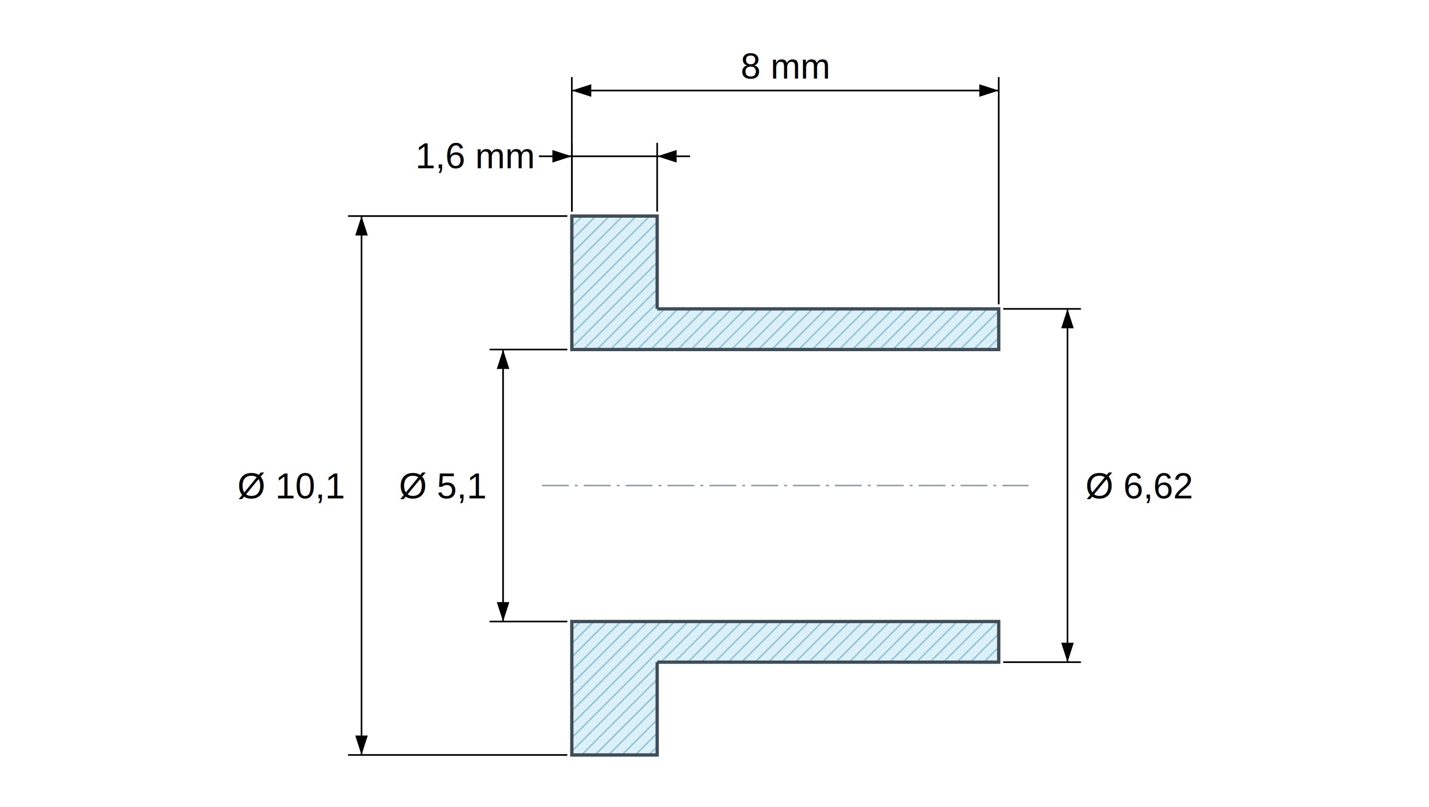 Tulejka izolacyjna z kołnierzem Ø5,1x10,1mm, niskie osadzenie Ø6,62mm, naturalny poliamid PA6.6 UL94-V2