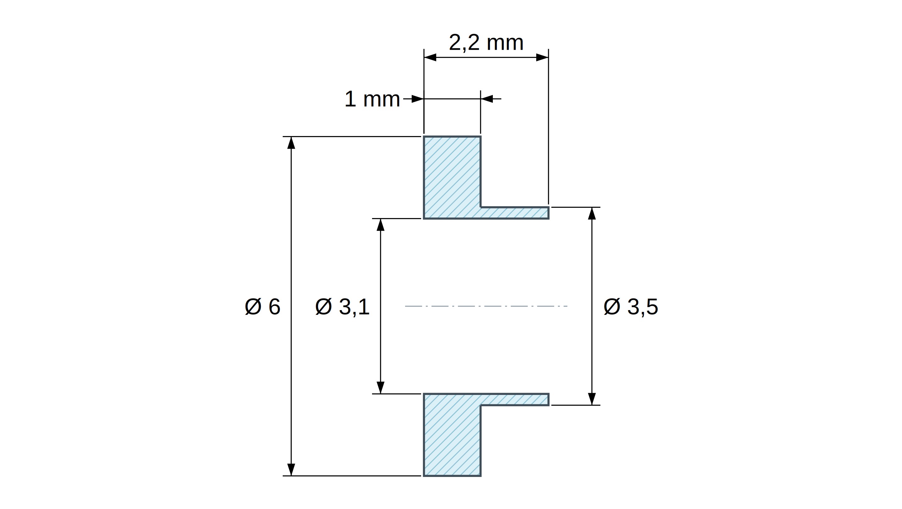 Szigetelő persely karimával Ø3,1x6mm, alacsony váll Ø3,5mm, fekete üvegszál-erősítésű PA4.6 poliamid UL94-V0 Szigetelő persely karimával Ø3,1x6mm, alacsony váll Ø3,5mm, fekete üvegszál-erősítésű PA4.6 poliamid UL94-V0