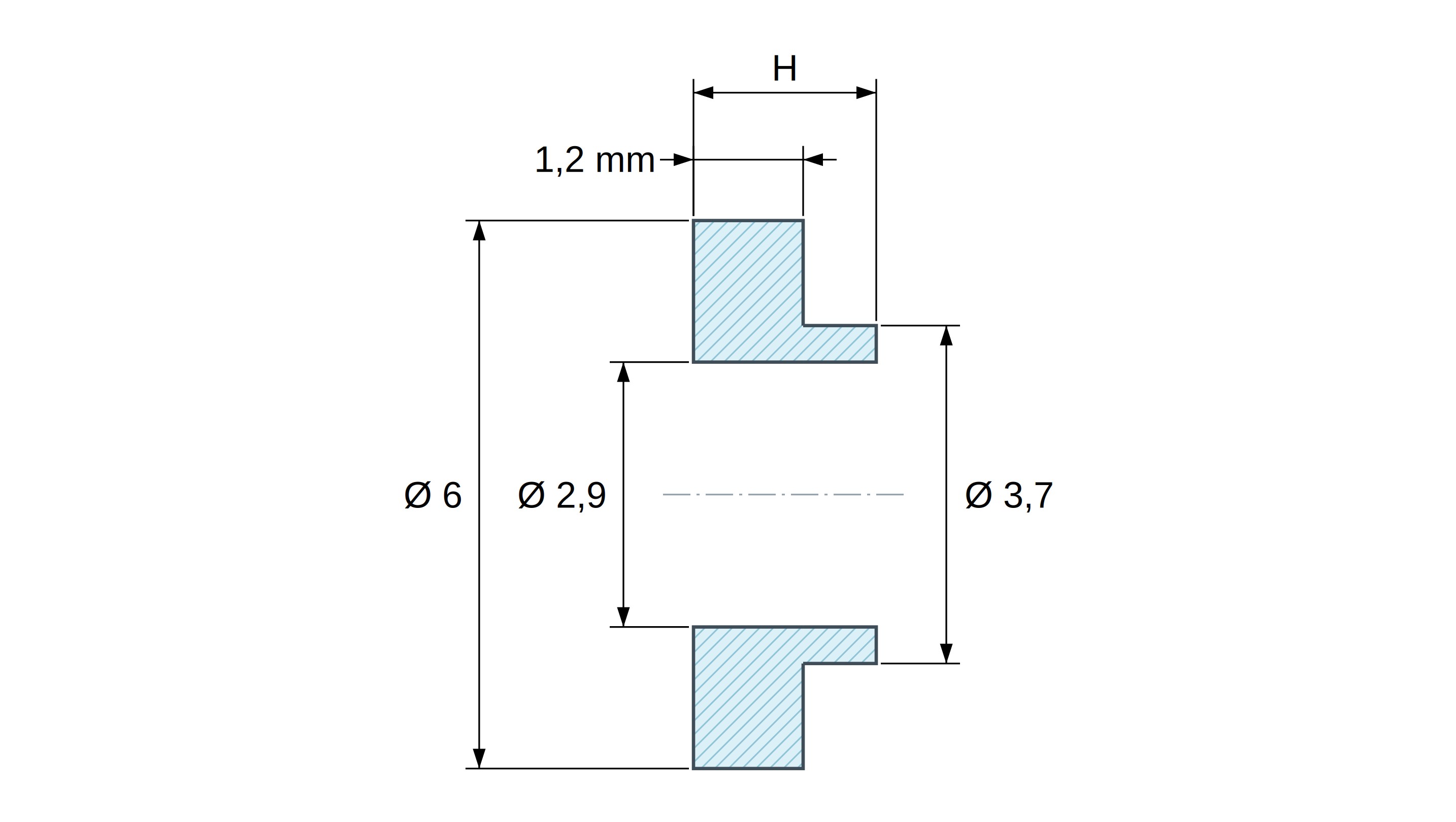 Izolační pouzdro s přírubou Ø2,9x6mm, nízké osazení Ø3,7mm, přírodní polyamid PA6.6 UL94-V2 Izolační pouzdro s přírubou Ø2,9x6mm, nízké osazení Ø3,7mm, přírodní polyamid PA6.6 UL94-V2