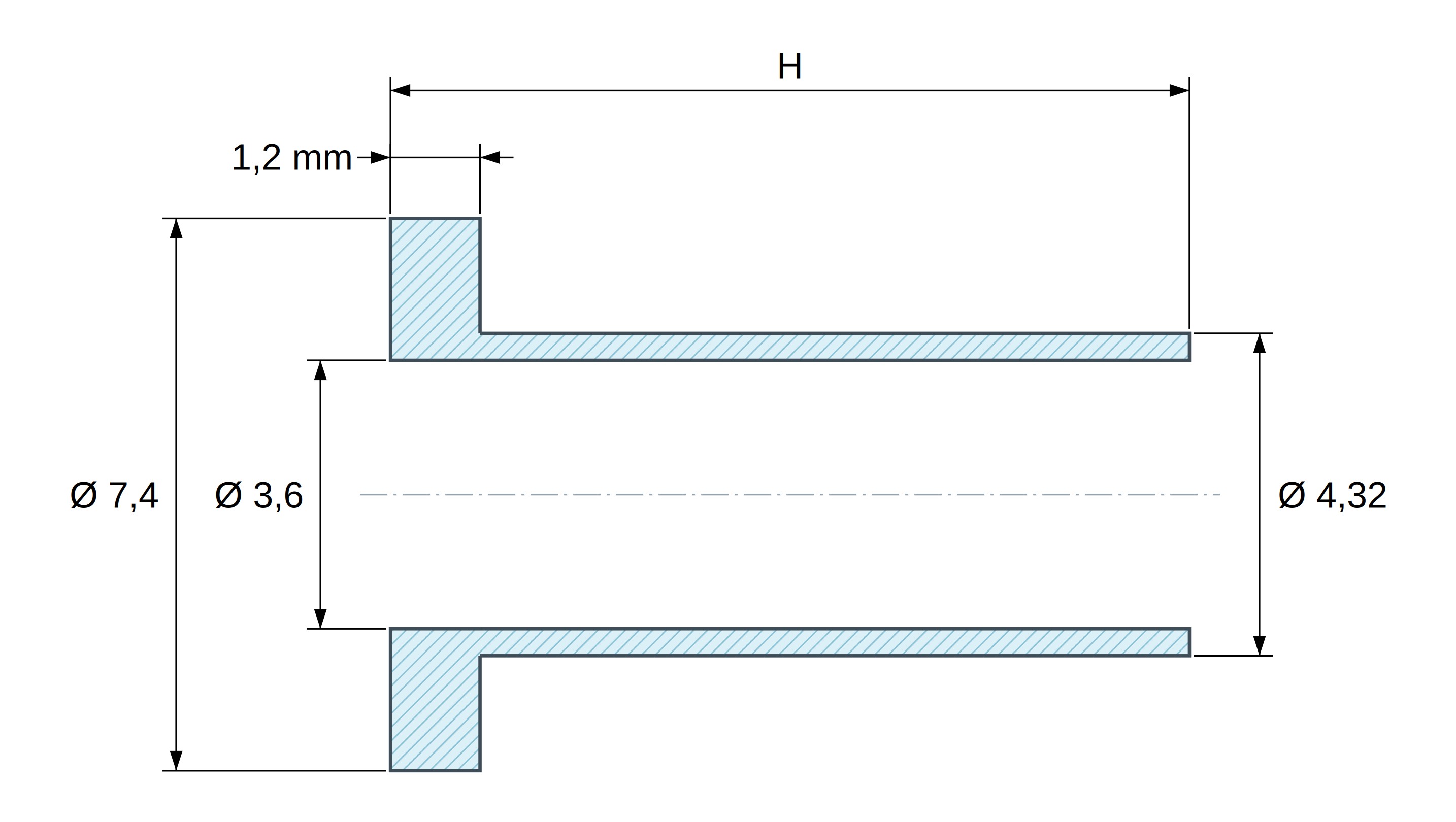 Izolační pouzdro s přírubou Ø3,6x7,4mm, vysoké osazení Ø4,32mm, přírodní polyamid PA6.6 UL94-V2 Izolační pouzdro s přírubou Ø3,6x7,4mm, vysoké osazení Ø4,32mm, přírodní polyamid PA6.6 UL94-V2