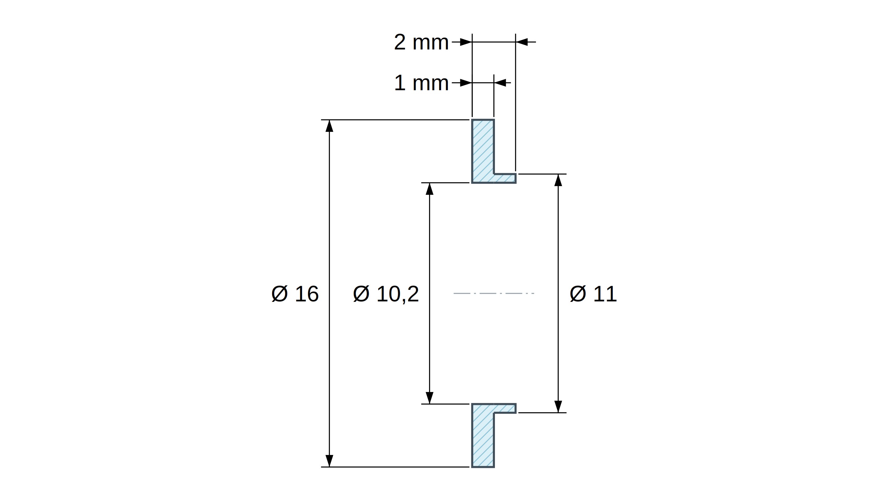 Bucșă de izolare cu flanșă Ø10,2x16mm, umăr înalt Ø11mm, poliamidă PA6.6 neagră armată cu fibră de sticlă UL94-HB Bucșă de izolare cu flanșă Ø10,2x16mm, umăr înalt Ø11mm, poliamidă PA6.6 neagră armată cu fibră de sticlă UL94-HB