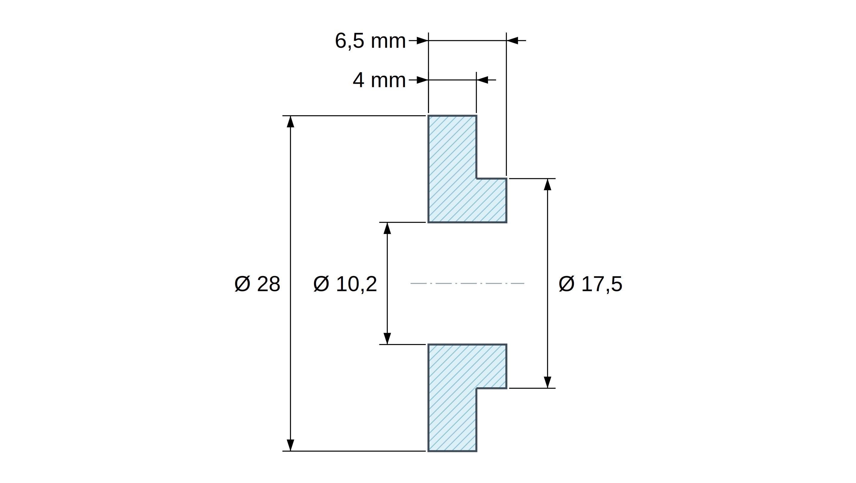 Tulejka izolacyjna z kołnierzem Ø10,2x28mm, wysokie osadzenie Ø17,5mm, czarny poliamid PA6.6 wzmacniany włóknem szklanym UL94-HB Tulejka izolacyjna z kołnierzem Ø10,2x28mm, wysokie osadzenie Ø17,5mm, czarny poliamid PA6.6 wzmacniany włóknem szklanym UL94-HB