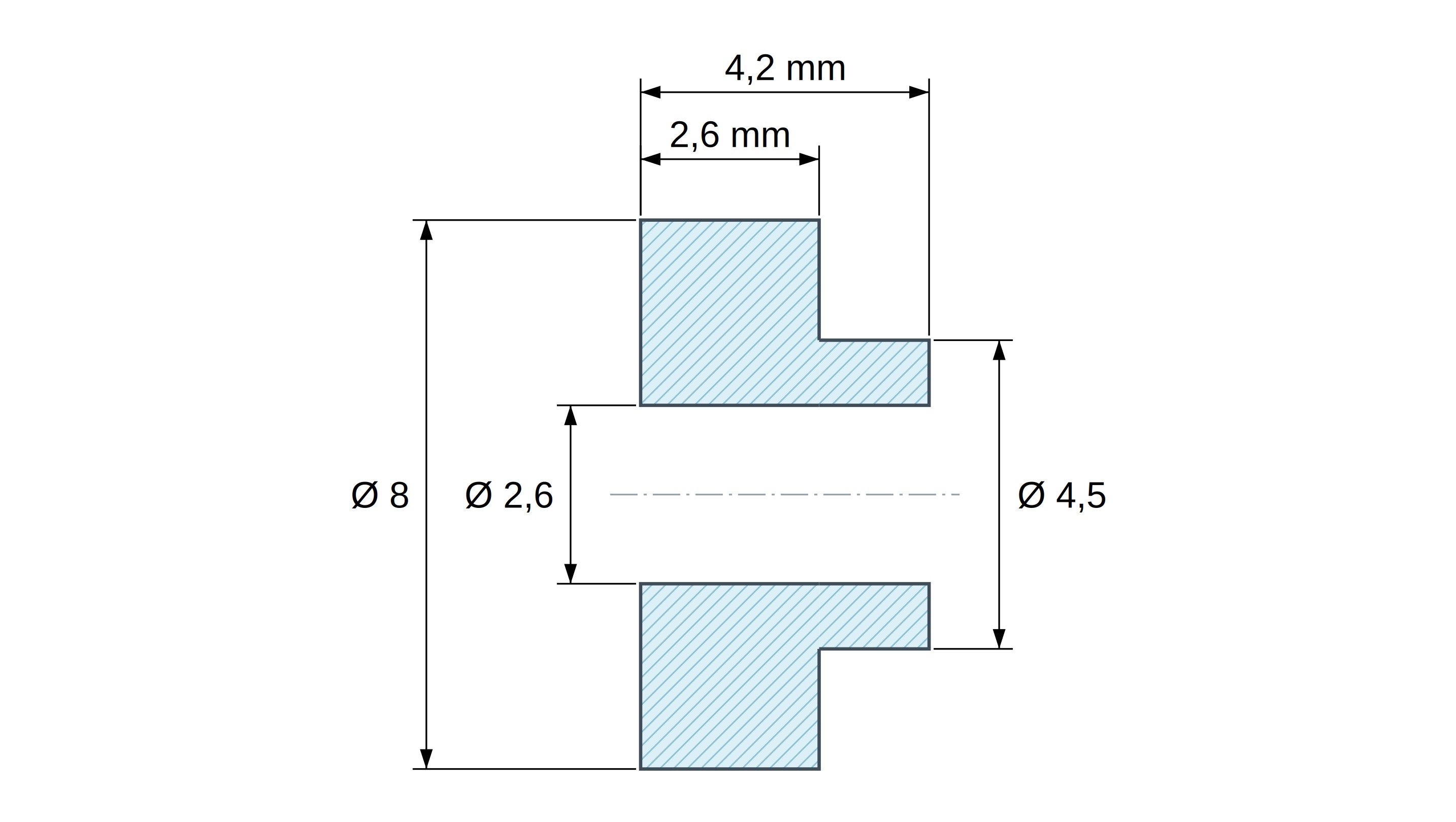 Izolacijska čahura s prirubnicom Ø2,6x8mm, nisko rame Ø4,5mm, crni poliamid PA6.6 ojačan staklenim vlaknima UL94-HB Izolacijska čahura s prirubnicom Ø2,6x8mm, nisko rame Ø4,5mm, crni poliamid PA6.6 ojačan staklenim vlaknima UL94-HB