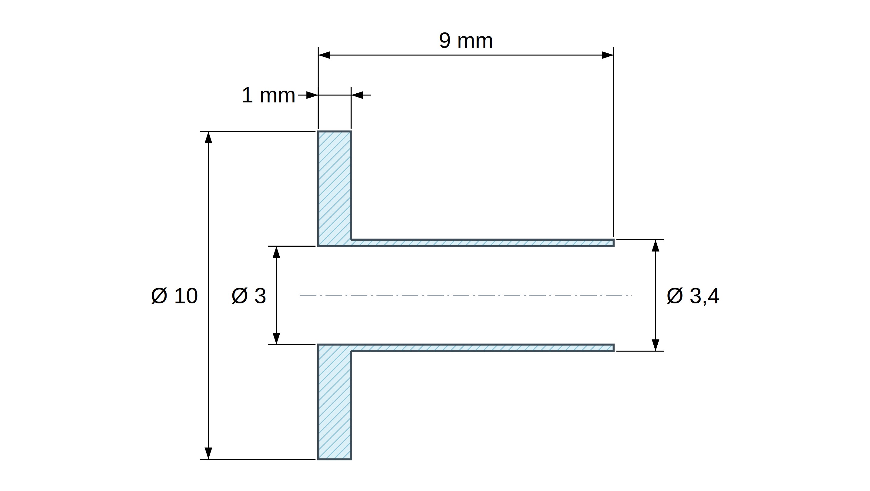Tulejka izolacyjna z kołnierzem Ø3x10mm, wysokie osadzenie Ø3,4mm, czarny poliamid PA6.6 wzmacniany włóknem szklanym UL94-HB Tulejka izolacyjna z kołnierzem Ø3x10mm, wysokie osadzenie Ø3,4mm, czarny poliamid PA6.6 wzmacniany włóknem szklanym UL94-HB