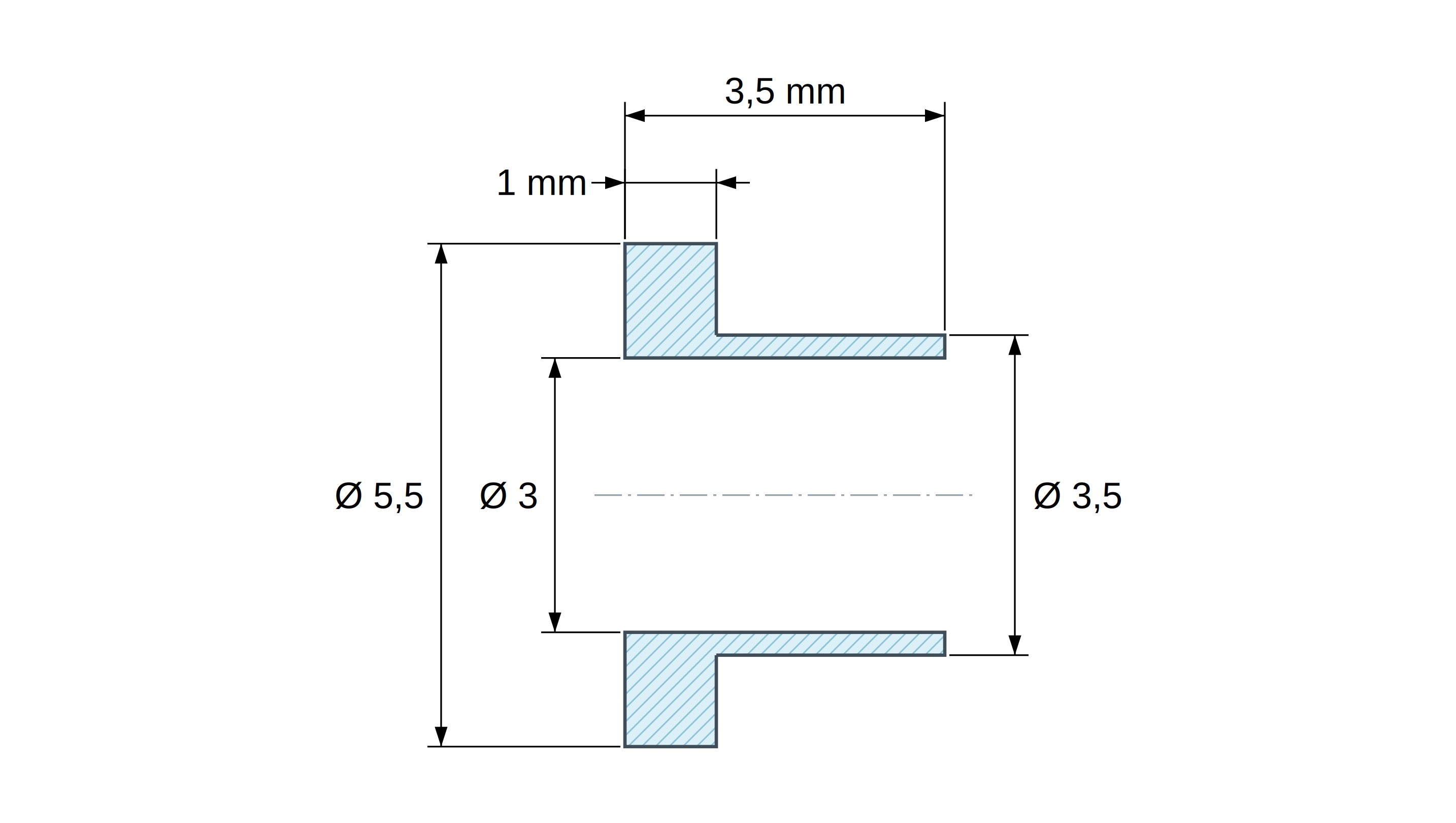Tulejka izolacyjna z kołnierzem Ø3x5,5mm, niskie osadzenie Ø3,5mm, czarny poliamid PA6.6 wzmacniany włóknem szklanym UL94-HB Tulejka izolacyjna z kołnierzem Ø3x5,5mm, niskie osadzenie Ø3,5mm, czarny poliamid PA6.6 wzmacniany włóknem szklanym UL94-HB