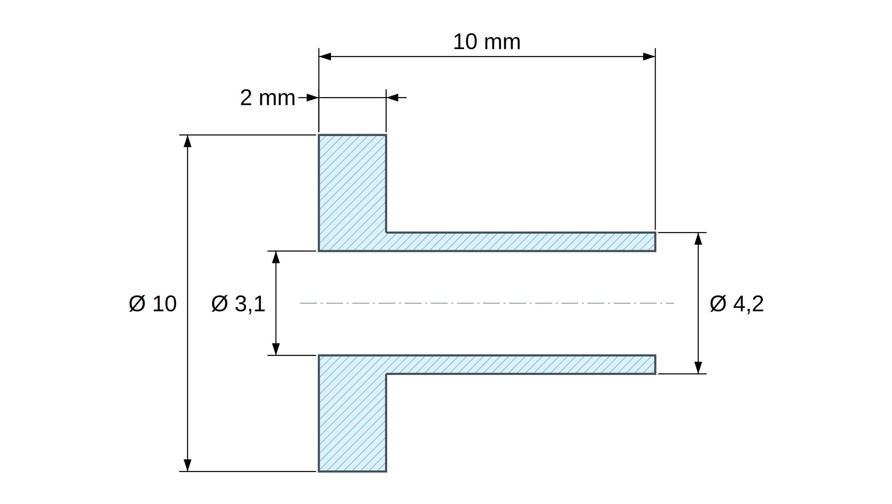 Tulejka izolacyjna z kołnierzem Ø3,1x10mm, wysokie osadzenie Ø4,2mm, czarny poliamid PA6.6 wzmacniany włóknem szklanym UL94-HB Tulejka izolacyjna z kołnierzem Ø3,1x10mm, wysokie osadzenie Ø4,2mm, czarny poliamid PA6.6 wzmacniany włóknem szklanym UL94-HB