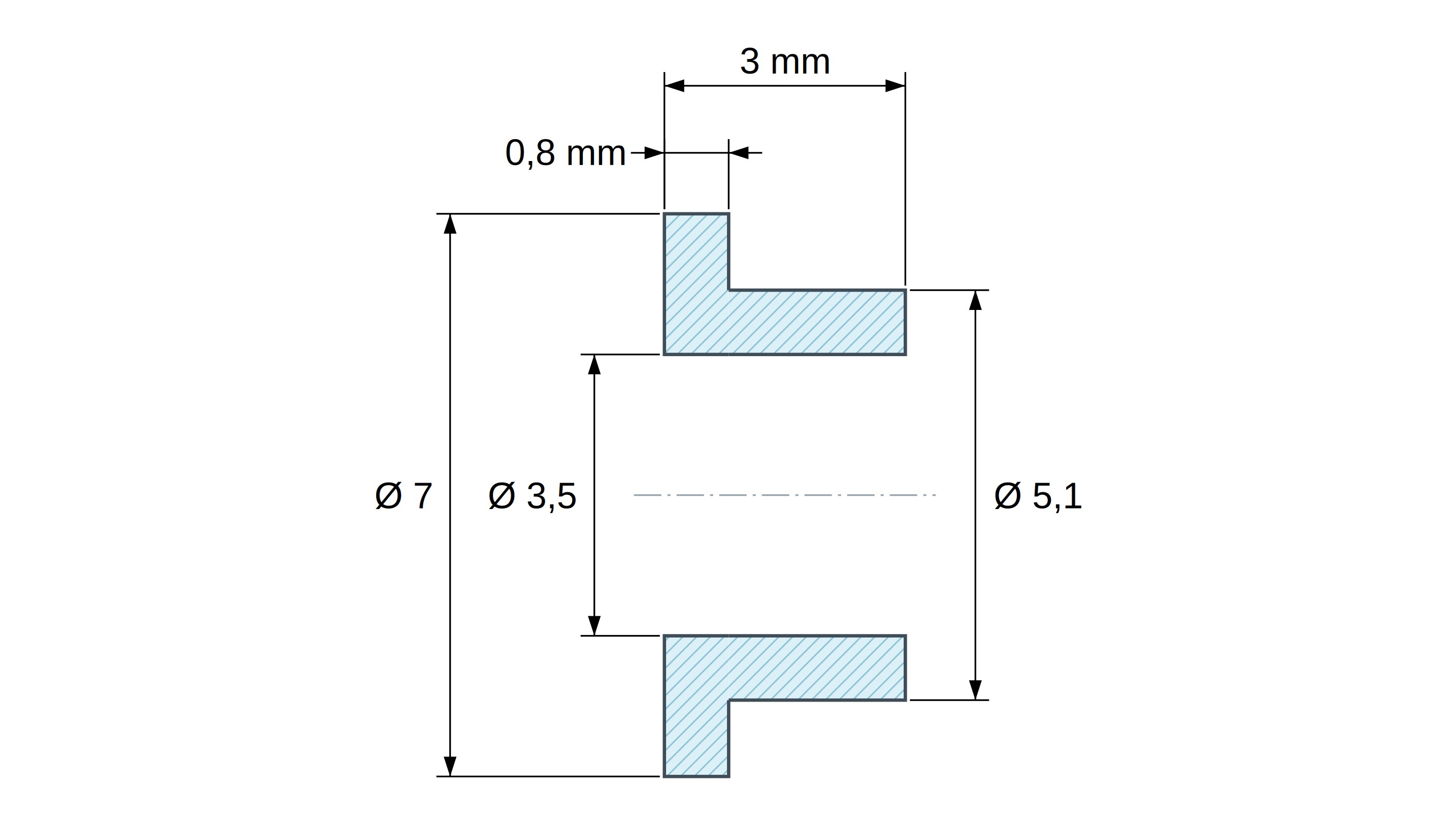 Bucșă de izolare cu flanșă Ø3,5x7mm, umăr înalt Ø5,1mm, poliamidă PA6.6 neagră armată cu fibră de sticlă UL94-V2 Bucșă de izolare cu flanșă Ø3,5x7mm, umăr înalt Ø5,1mm, poliamidă PA6.6 neagră armată cu fibră de sticlă UL94-V2