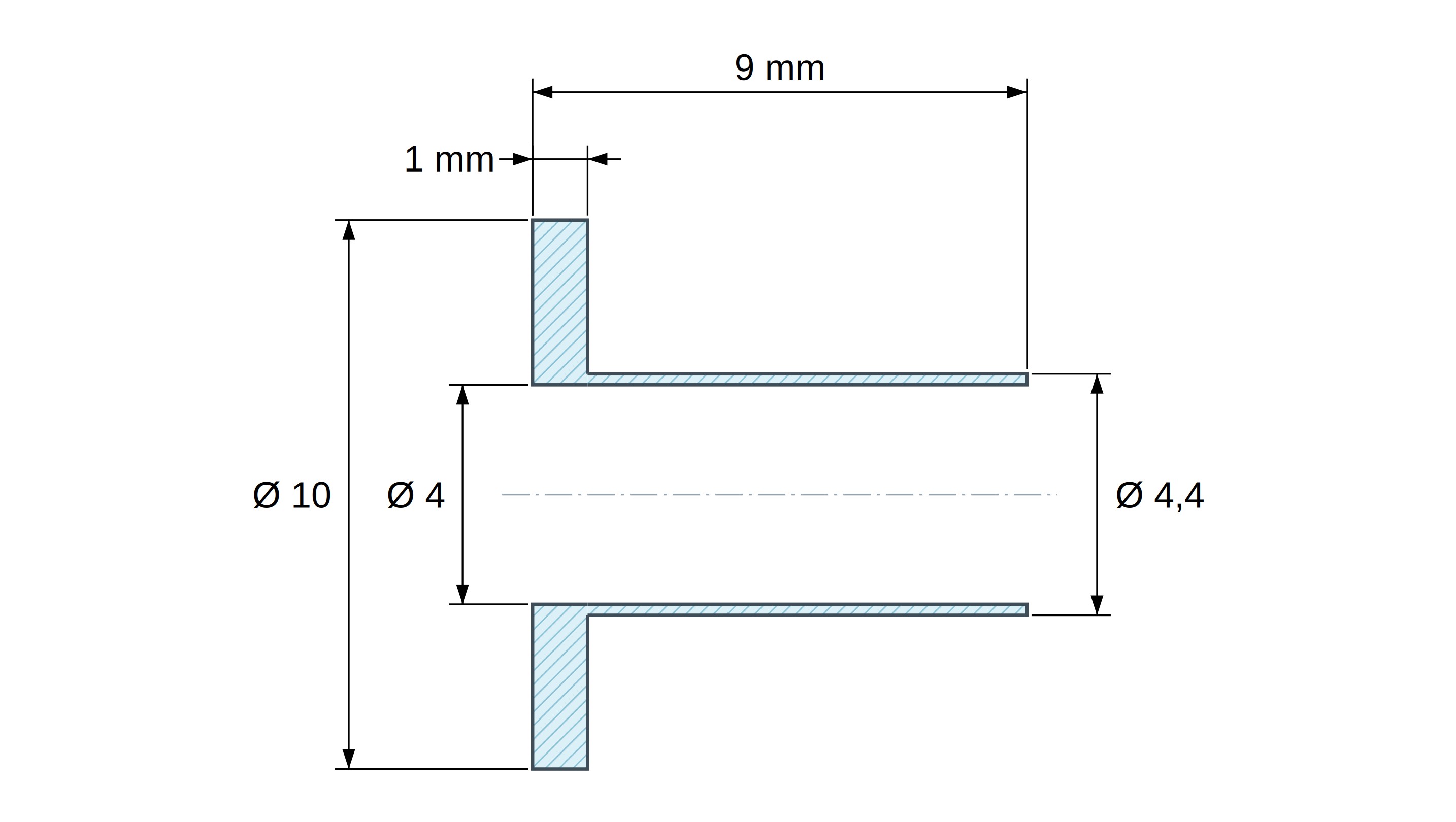 Izolační pouzdro s přírubou Ø4x10mm, nízké osazení Ø4,4mm, černý polyamid PA6.6 vyztužený skelnými vlákny Izolační pouzdro s přírubou Ø4x10mm, nízké osazení Ø4,4mm, černý polyamid PA6.6 vyztužený skelnými vlákny