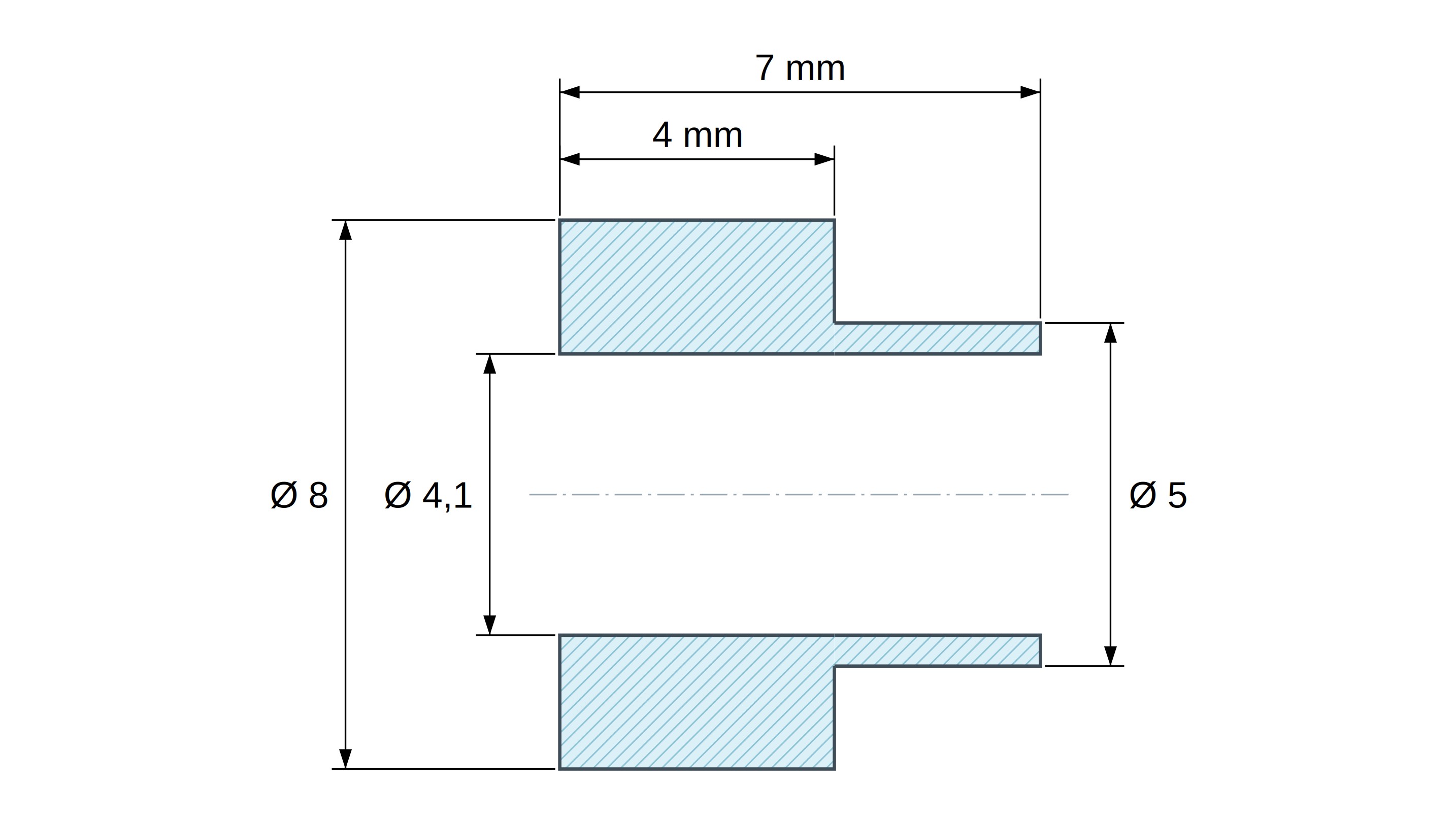 Izolacijska čahura s prirubnicom Ø4,1x8mm, nisko rame Ø5mm, crni poliamid PA6.6 ojačan staklenim vlaknima UL94-HB Izolacijska čahura s prirubnicom Ø4,1x8mm, nisko rame Ø5mm, crni poliamid PA6.6 ojačan staklenim vlaknima UL94-HB