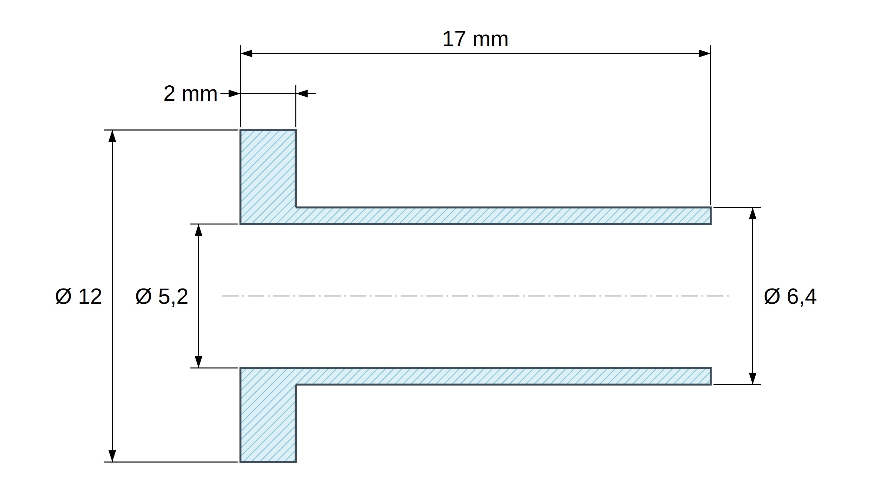 Tulejka izolacyjna z kołnierzem Ø5,2x12mm, wysokie osadzenie Ø6,4mm, czarny poliamid PA6.6 wzmacniany włóknem szklanym UL94-HB Tulejka izolacyjna z kołnierzem Ø5,2x12mm, wysokie osadzenie Ø6,4mm, czarny poliamid PA6.6 wzmacniany włóknem szklanym UL94-HB