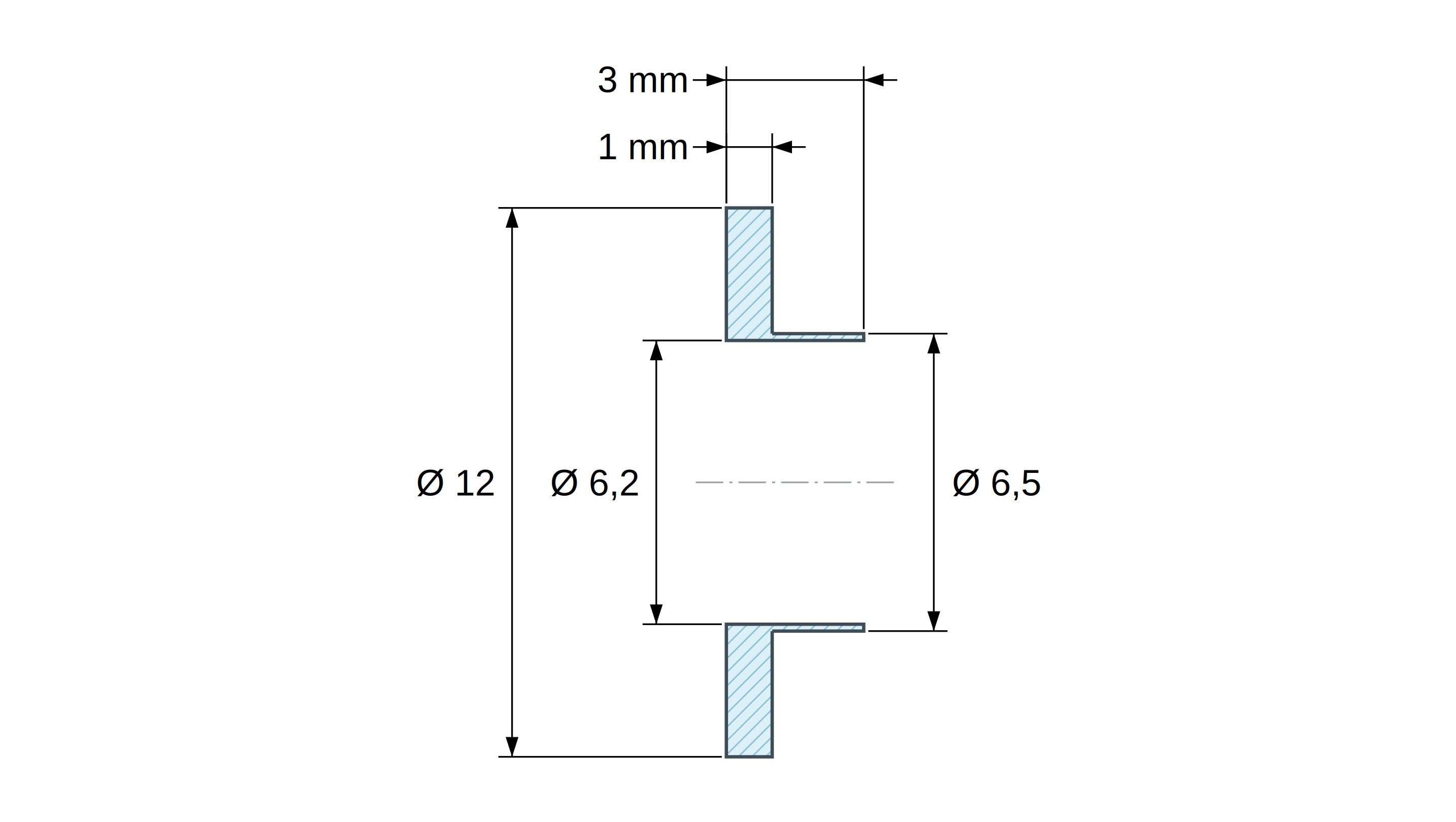 Tulejka izolacyjna z kołnierzem Ø6,2x12mm, wysokie osadzenie Ø6,5mm, czarny poliamid PA6.6 wzmacniany włóknem szklanym UL94-HB