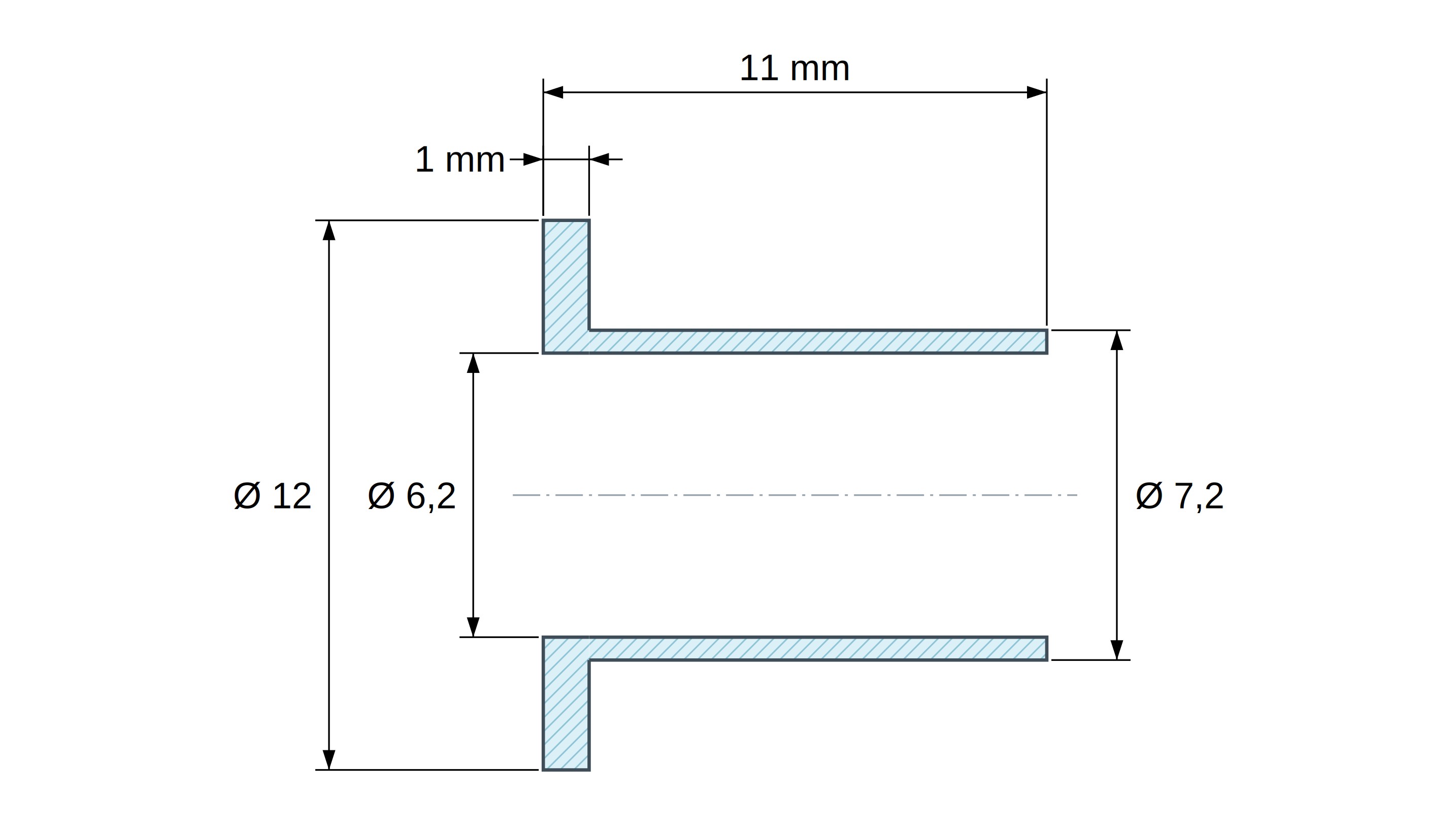 Eristysholkki laipalla Ø6,2x12mm, korkea olake Ø7,2mm, musta lasikuituvahvistettu PA6.6-polyamidi UL94-HB Eristysholkki laipalla Ø6,2x12mm, korkea olake Ø7,2mm, musta lasikuituvahvistettu PA6.6-polyamidi UL94-HB