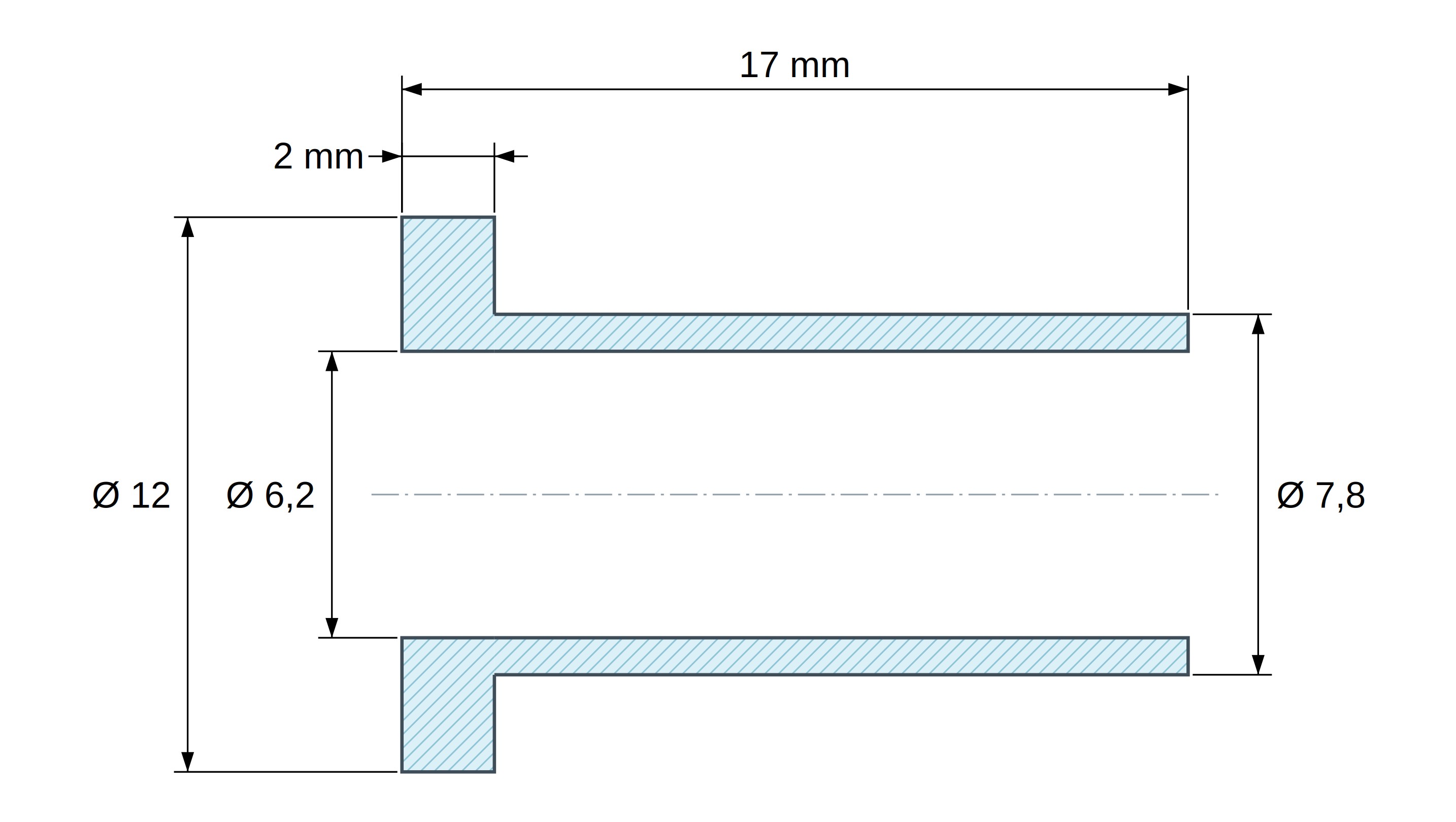 Tulejka izolacyjna z kołnierzem Ø6,2x12mm, wysokie osadzenie Ø7,8mm, czarny poliamid PA6.6 wzmacniany włóknem szklanym UL94-HB Tulejka izolacyjna z kołnierzem Ø6,2x12mm, wysokie osadzenie Ø7,8mm, czarny poliamid PA6.6 wzmacniany włóknem szklanym UL94-HB