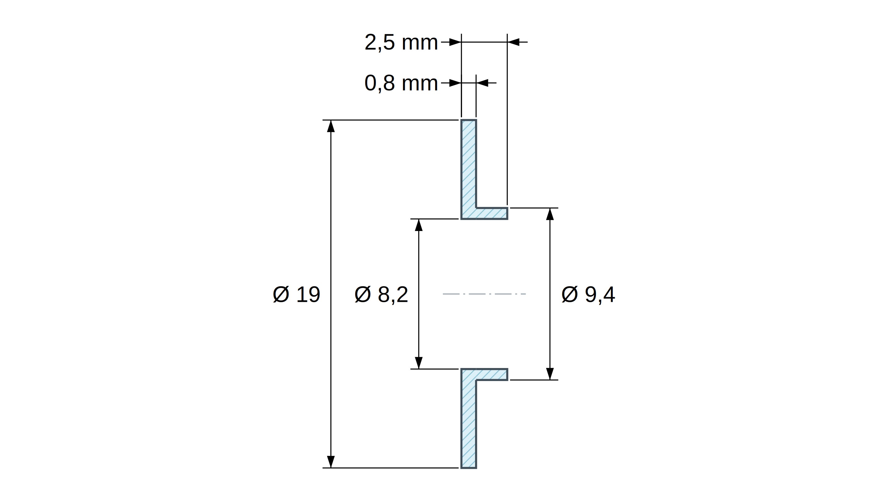 Tulejka izolacyjna z kołnierzem Ø8,2x19mm, niskie osadzenie Ø9,4mm, czarny poliamid PA6.6 wzmacniany włóknem szklanym UL94-HB Tulejka izolacyjna z kołnierzem Ø8,2x19mm, niskie osadzenie Ø9,4mm, czarny poliamid PA6.6 wzmacniany włóknem szklanym UL94-HB