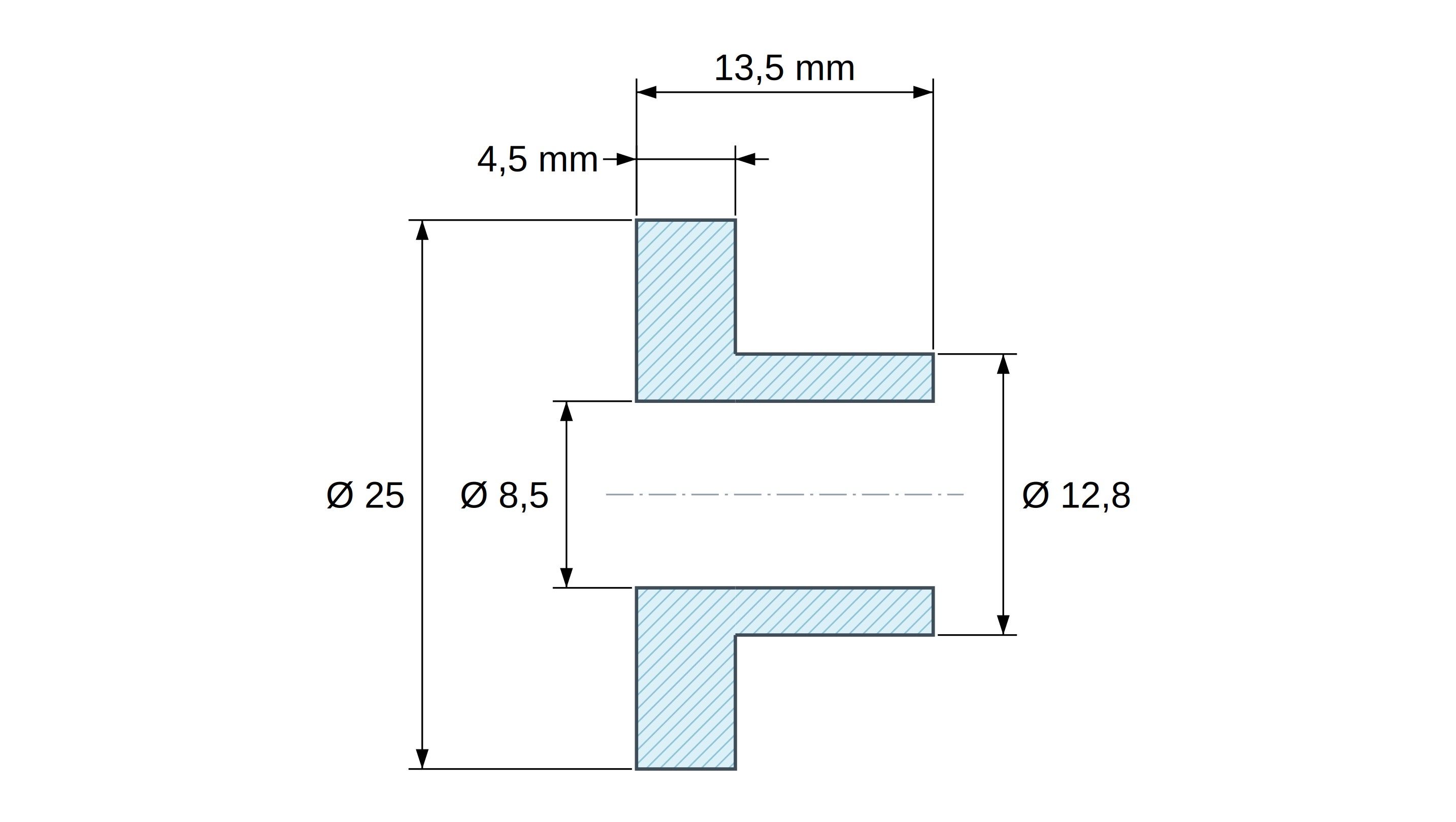Tulejka izolacyjna z kołnierzem Ø8,5x25mm, wysokie osadzenie Ø12,8mm, czarny poliamid PA6.6 wzmacniany włóknem szklanym UL94-HB Tulejka izolacyjna z kołnierzem Ø8,5x25mm, wysokie osadzenie Ø12,8mm, czarny poliamid PA6.6 wzmacniany włóknem szklanym UL94-HB