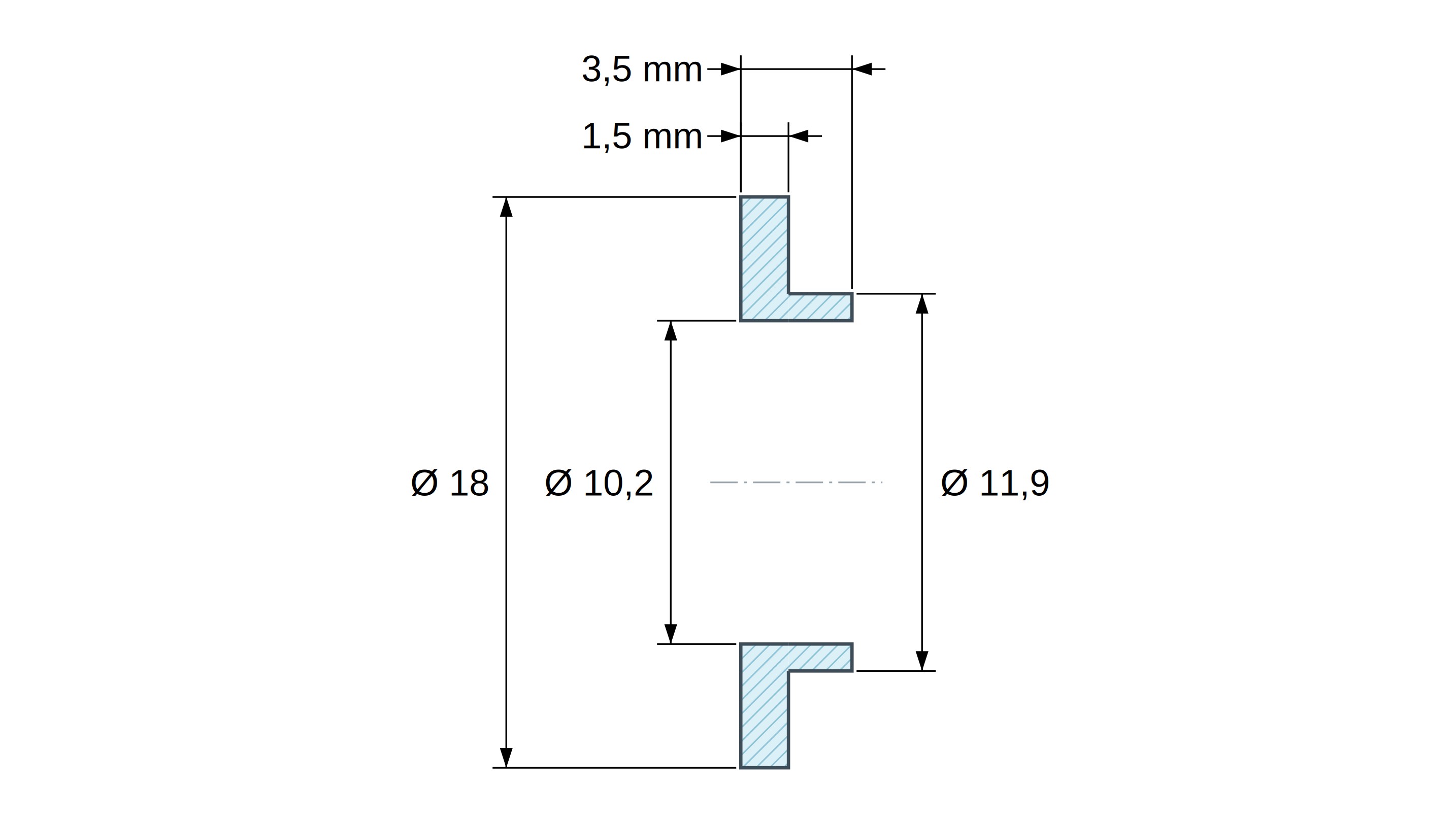 Tulejka izolacyjna z kołnierzem Ø10,2x18mm, niskie osadzenie Ø11,9mm, naturalny poliamid PA6 UL94-V2 Tulejka izolacyjna z kołnierzem Ø10,2x18mm, niskie osadzenie Ø11,9mm, naturalny poliamid PA6 UL94-V2