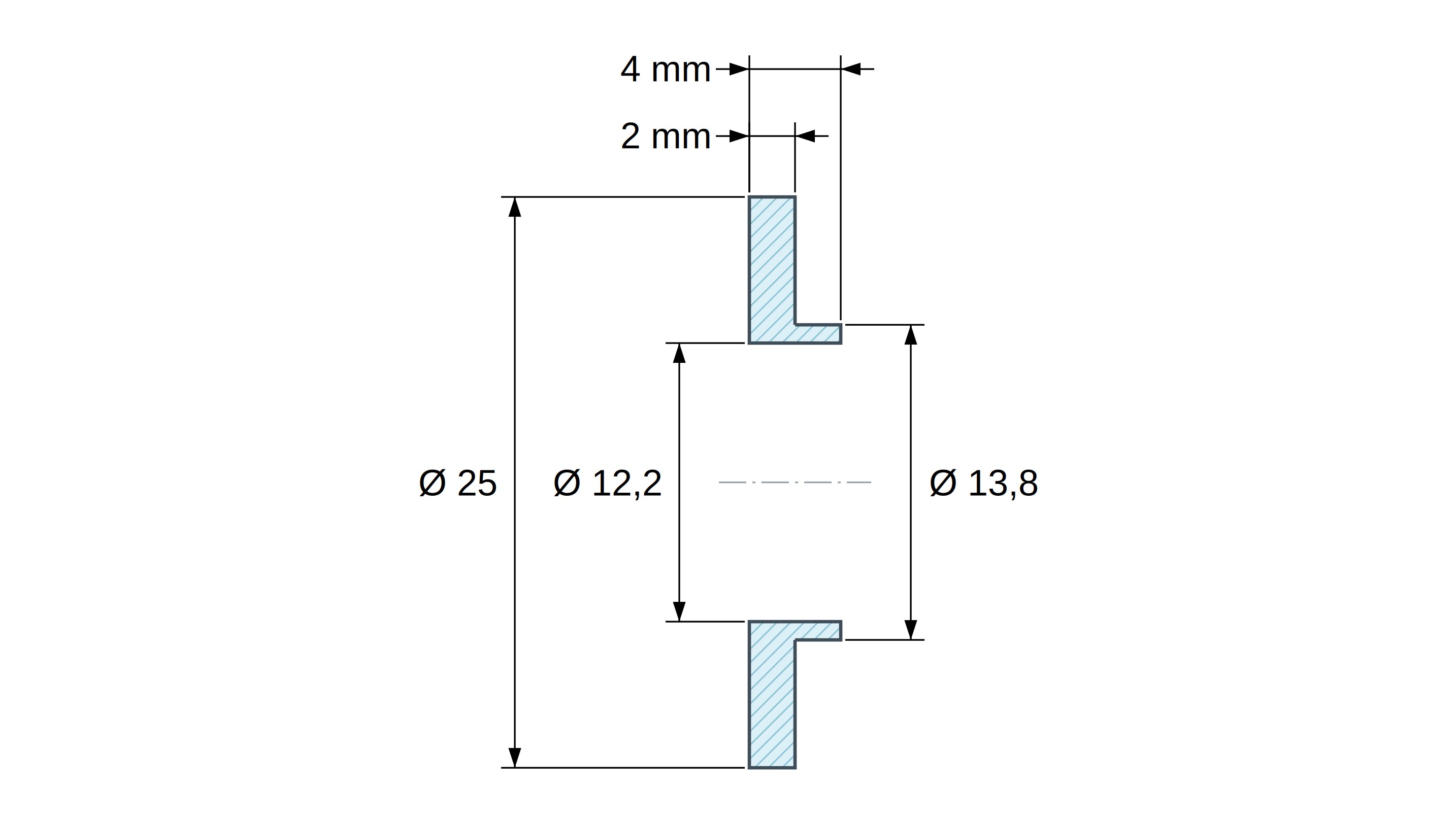 Tulejka izolacyjna z kołnierzem Ø12,2x25mm, niskie osadzenie Ø13,8mm, naturalny poliamid PA6 UL94-V2 Tulejka izolacyjna z kołnierzem Ø12,2x25mm, niskie osadzenie Ø13,8mm, naturalny poliamid PA6 UL94-V2