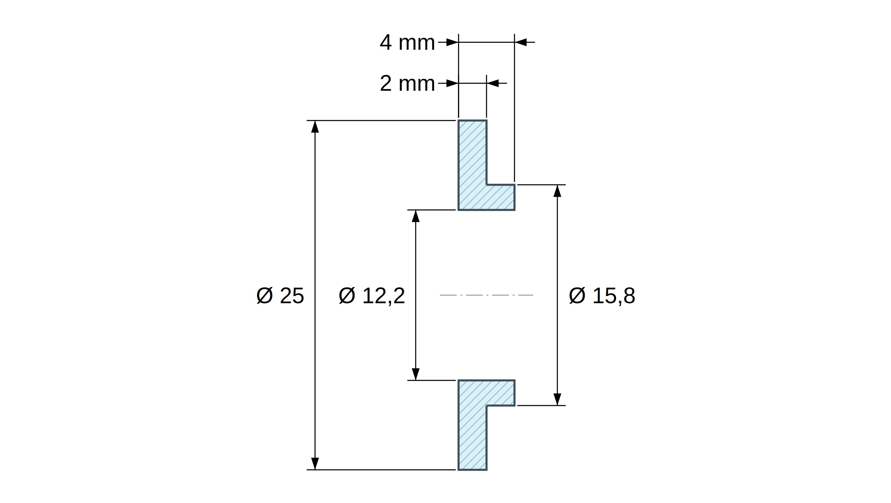 Tulejka izolacyjna z kołnierzem Ø12,2x25mm, niskie osadzenie Ø15,8mm, naturalny poliamid PA6 UL94-V2 Tulejka izolacyjna z kołnierzem Ø12,2x25mm, niskie osadzenie Ø15,8mm, naturalny poliamid PA6 UL94-V2