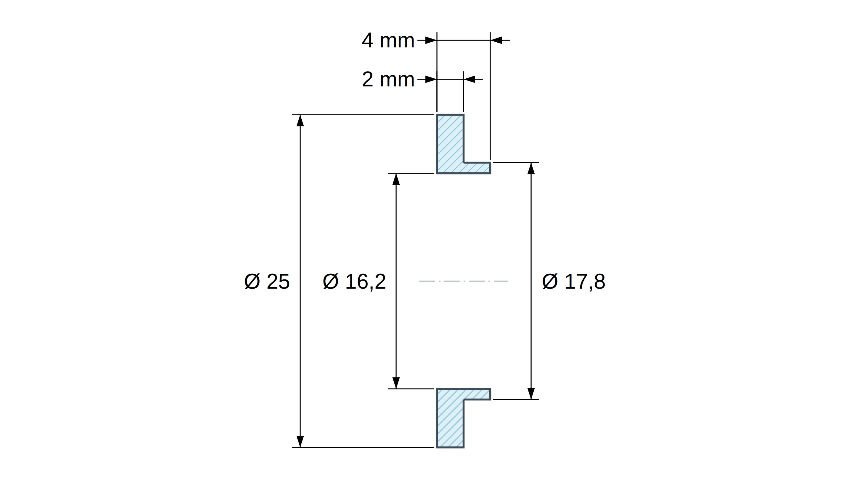 Eristysholkki laipalla Ø16,2x25mm, matala olake Ø17,8mm, luonnonvärinen PA6-polyamidi UL94-V2 Eristysholkki laipalla Ø16,2x25mm, matala olake Ø17,8mm, luonnonvärinen PA6-polyamidi UL94-V2