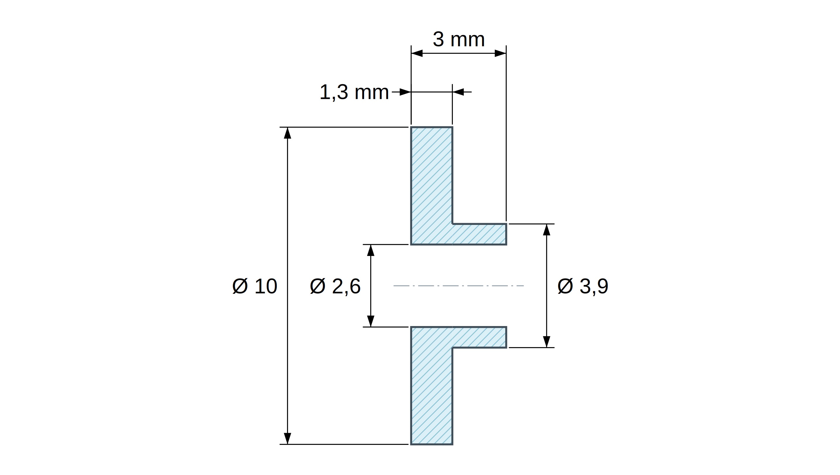 Izolačné puzdro s prírubou Ø2,6x10mm, nízke osadenie Ø3,9mm, prírodný polyamid PA6 UL94-V2 Izolačné puzdro s prírubou Ø2,6x10mm, nízke osadenie Ø3,9mm, prírodný polyamid PA6 UL94-V2