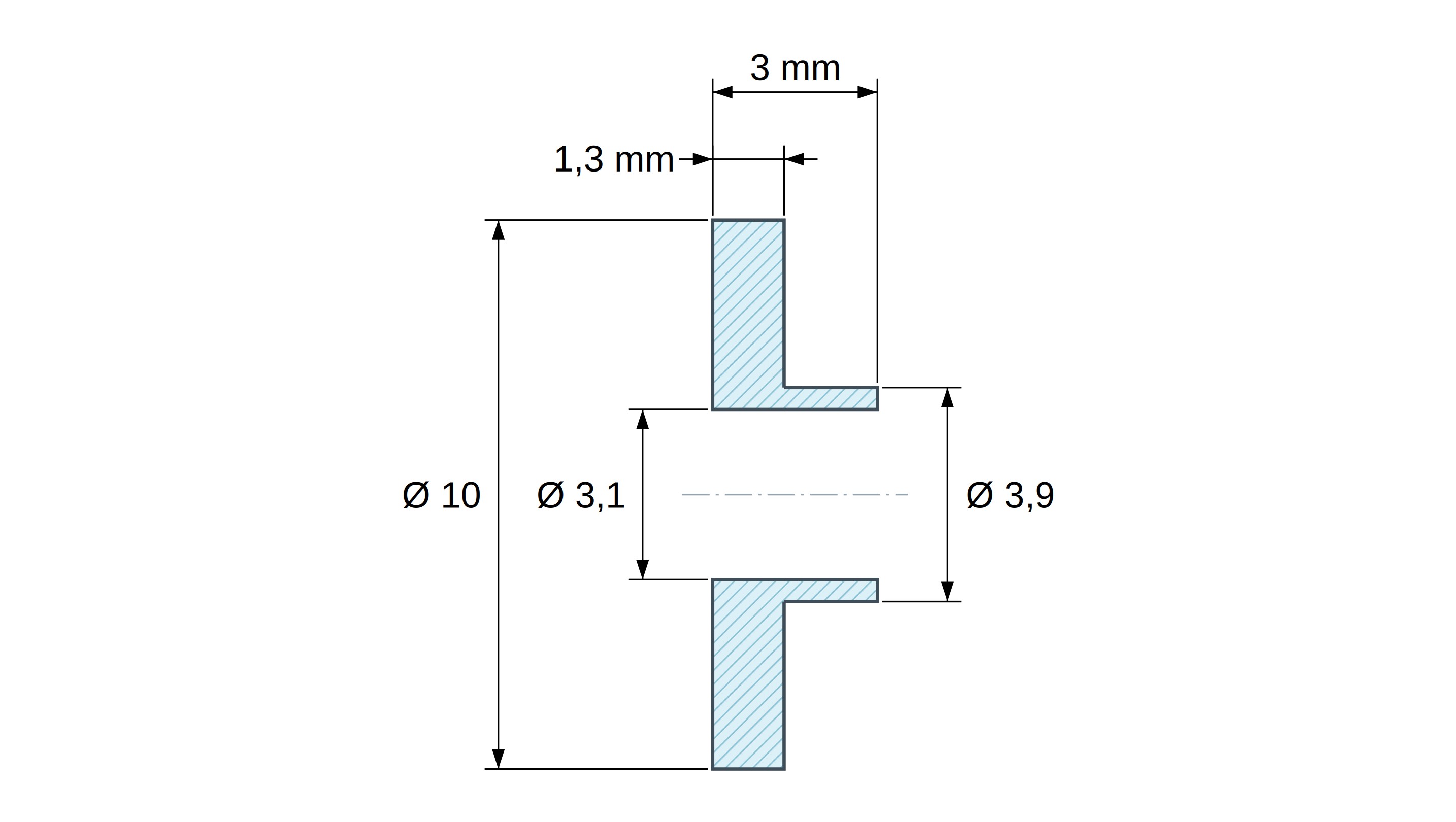 Tulejka izolacyjna z kołnierzem Ø3,1x10mm, niskie osadzenie Ø3,9mm, naturalny poliamid PA6 UL94-V2 Tulejka izolacyjna z kołnierzem Ø3,1x10mm, niskie osadzenie Ø3,9mm, naturalny poliamid PA6 UL94-V2