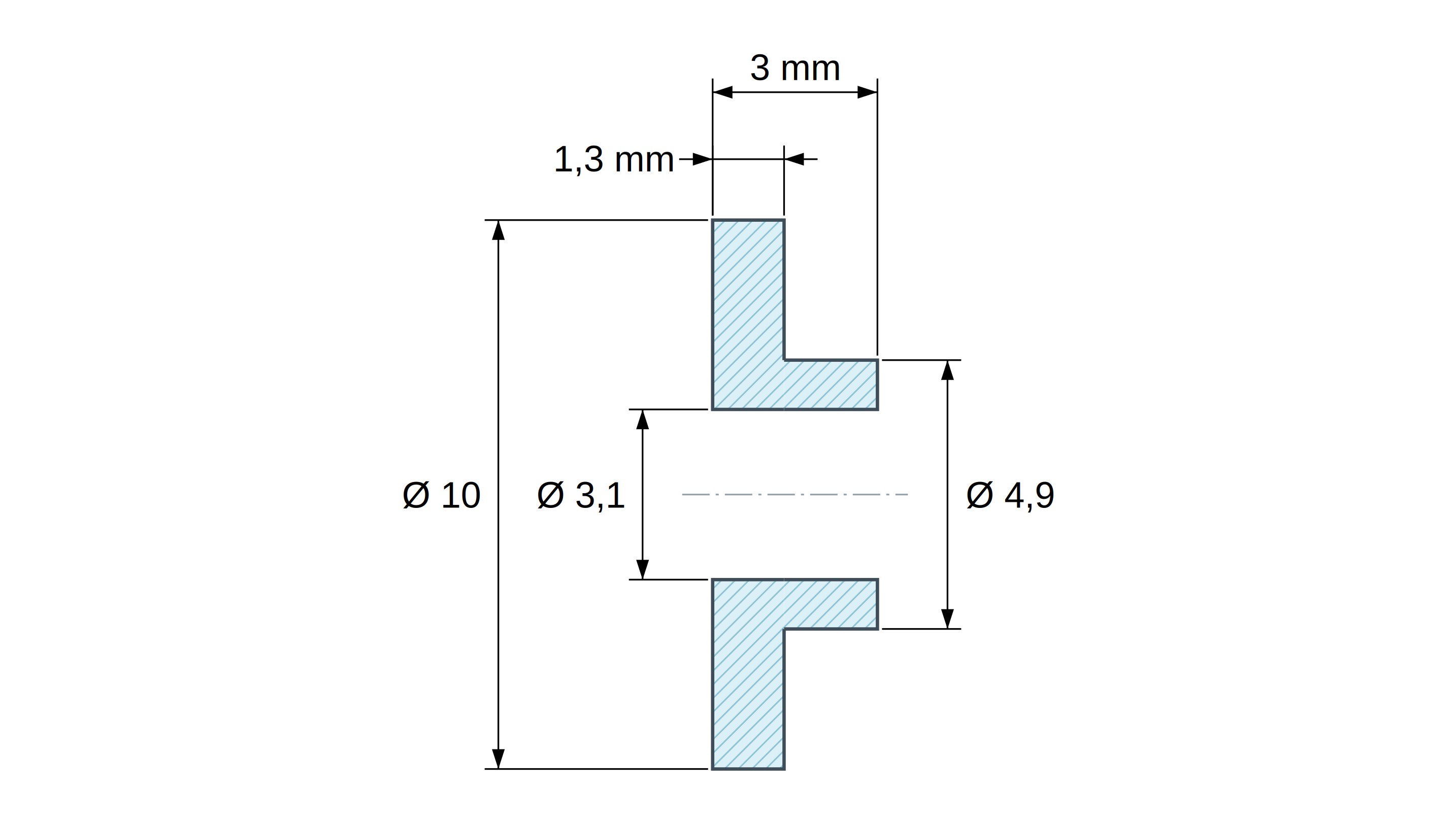 Tulejka izolacyjna z kołnierzem Ø3,1x10mm, niskie osadzenie Ø4,9mm, naturalny poliamid PA6 UL94-V2 Tulejka izolacyjna z kołnierzem Ø3,1x10mm, niskie osadzenie Ø4,9mm, naturalny poliamid PA6 UL94-V2