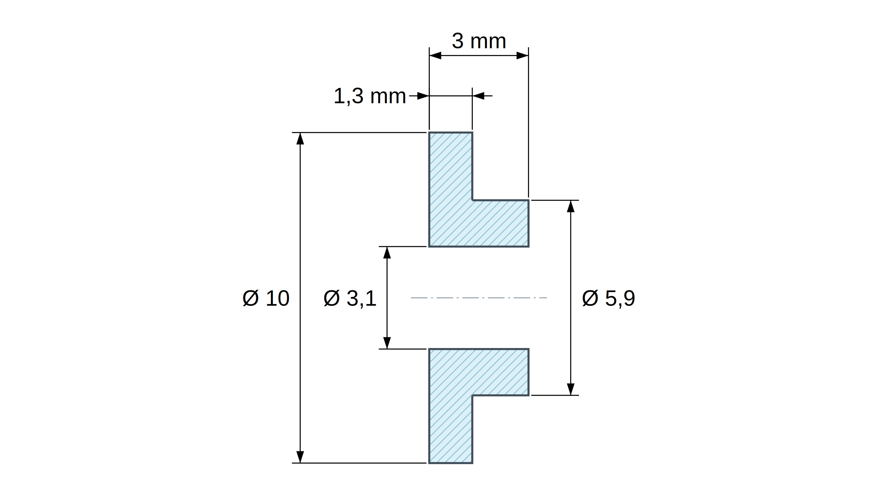 Tulejka izolacyjna z kołnierzem Ø3,1x10mm, niskie osadzenie Ø5,9mm, naturalny poliamid PA6 UL94-V2 Tulejka izolacyjna z kołnierzem Ø3,1x10mm, niskie osadzenie Ø5,9mm, naturalny poliamid PA6 UL94-V2