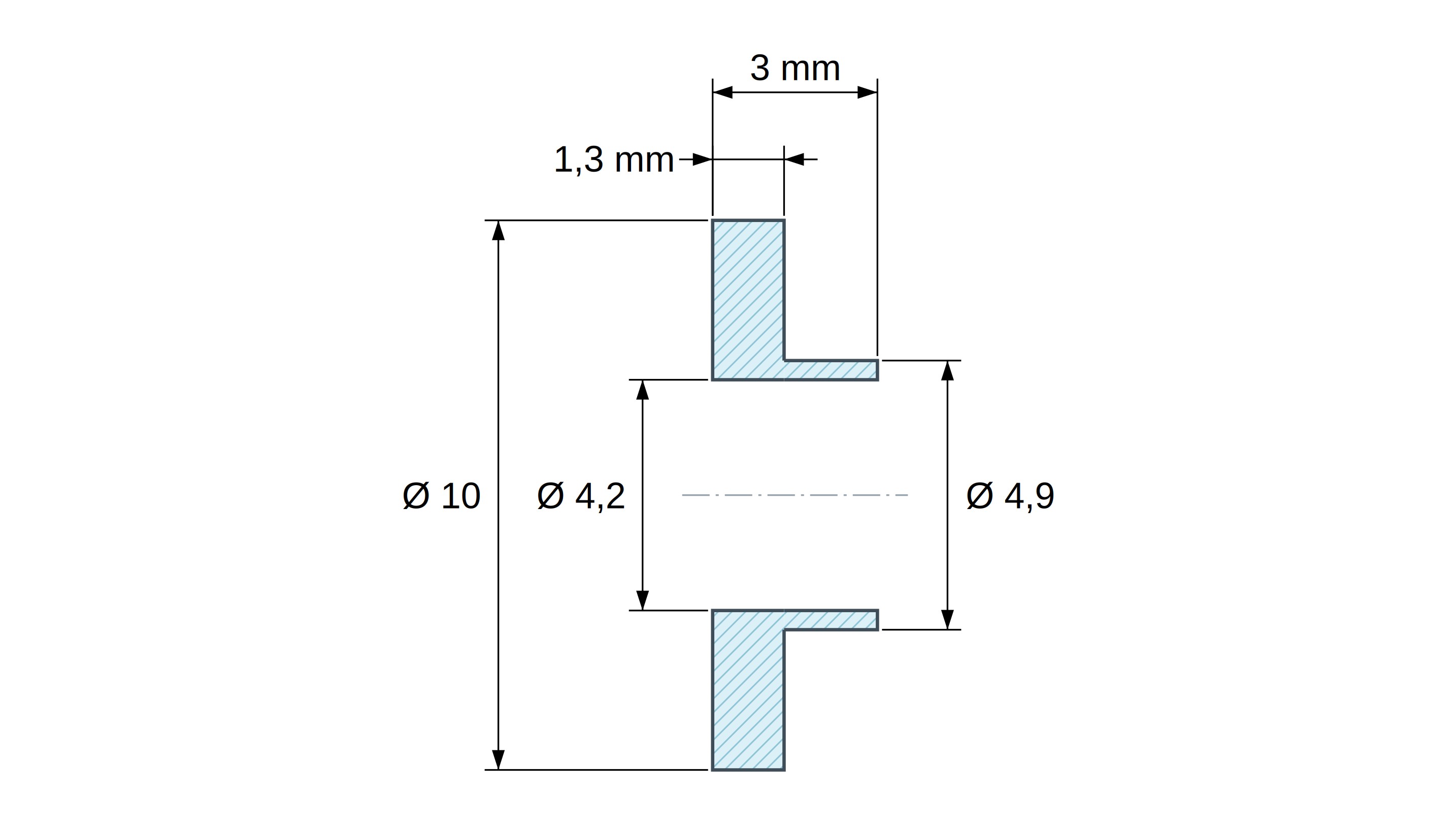 Tulejka izolacyjna z kołnierzem Ø4,2x10mm, niskie osadzenie Ø4,9mm, naturalny poliamid PA6 UL94-V2 Tulejka izolacyjna z kołnierzem Ø4,2x10mm, niskie osadzenie Ø4,9mm, naturalny poliamid PA6 UL94-V2