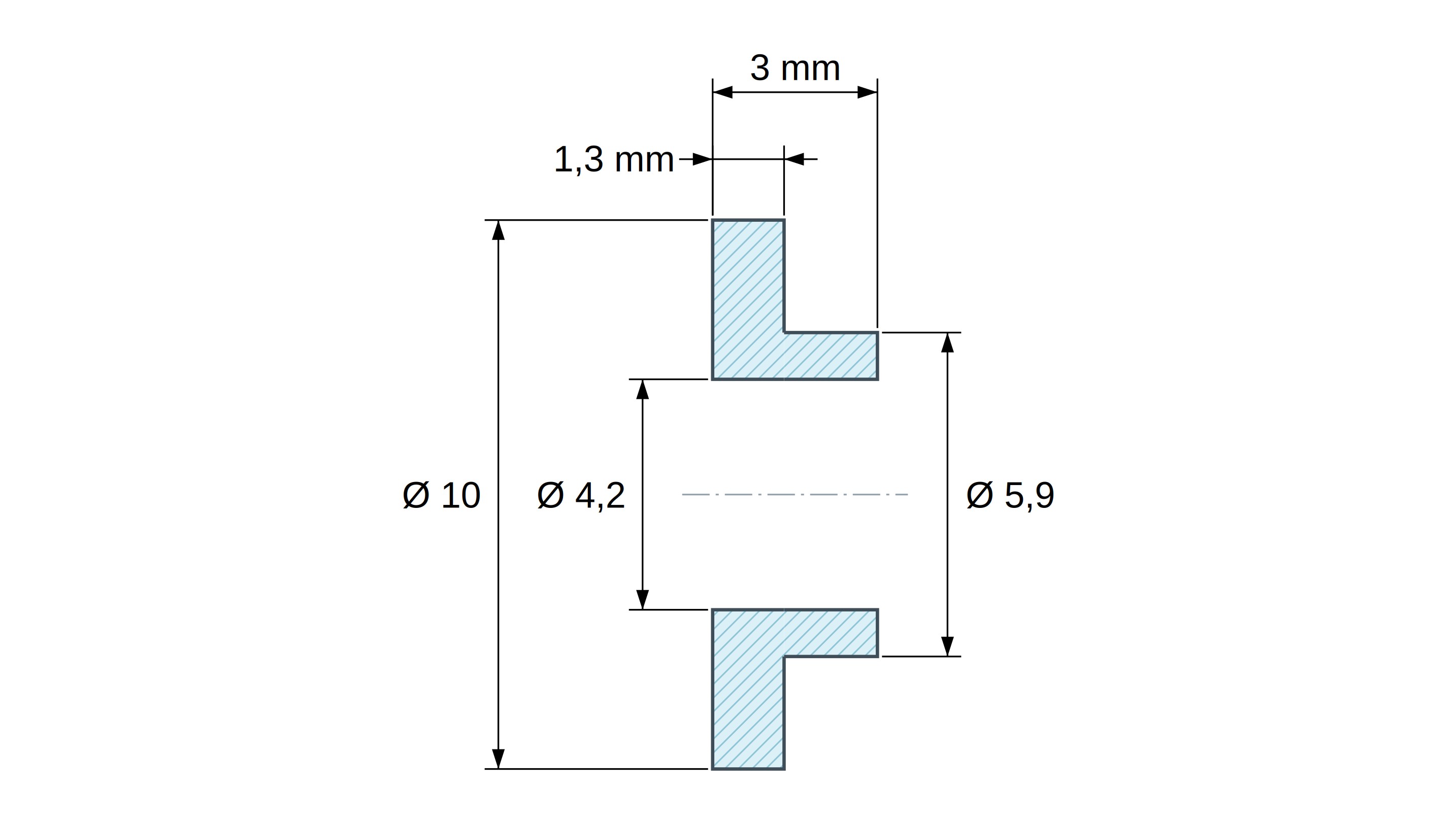 Tulejka izolacyjna z kołnierzem Ø4,2x10mm, niskie osadzenie Ø5,9mm, naturalny poliamid PA6 UL94-V2 Tulejka izolacyjna z kołnierzem Ø4,2x10mm, niskie osadzenie Ø5,9mm, naturalny poliamid PA6 UL94-V2