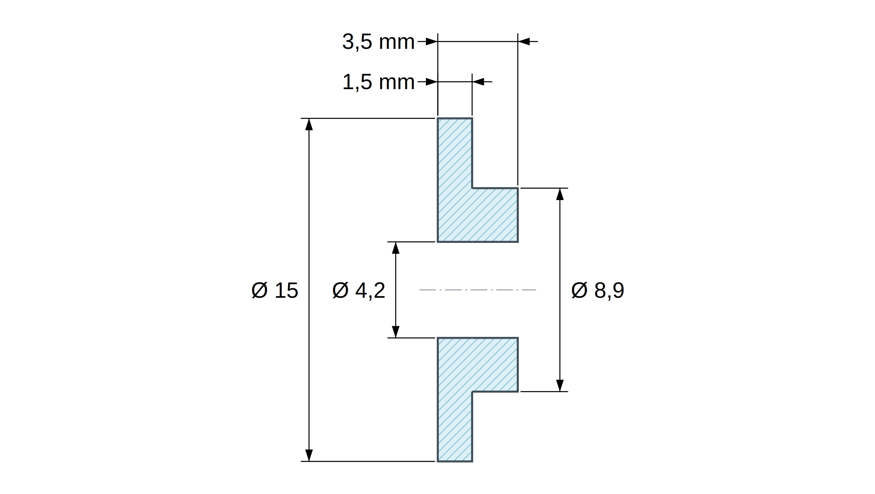 Tulejka izolacyjna z kołnierzem Ø4,2x15mm, niskie osadzenie Ø8,9mm, naturalny poliamid PA6 UL94-V2 Tulejka izolacyjna z kołnierzem Ø4,2x15mm, niskie osadzenie Ø8,9mm, naturalny poliamid PA6 UL94-V2