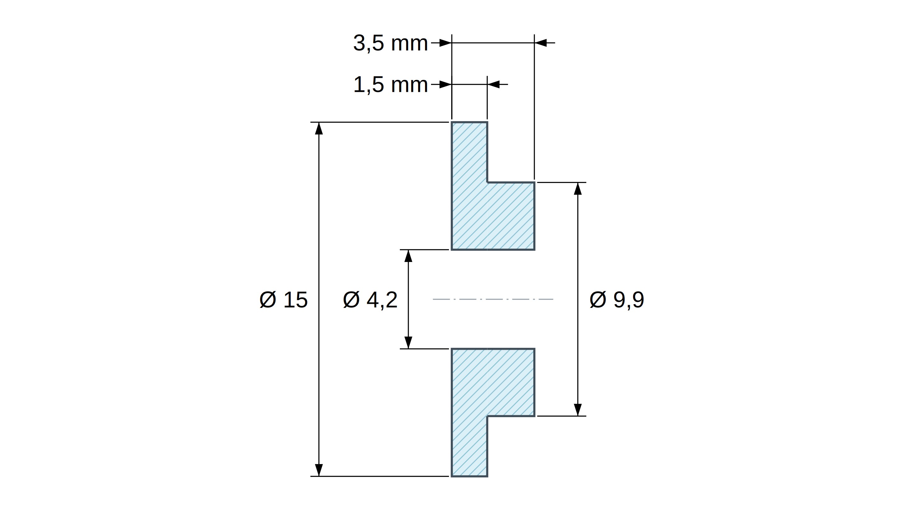 Tulejka izolacyjna z kołnierzem Ø4,2x15mm, niskie osadzenie Ø9,9mm, naturalny poliamid PA6 UL94-V2 Tulejka izolacyjna z kołnierzem Ø4,2x15mm, niskie osadzenie Ø9,9mm, naturalny poliamid PA6 UL94-V2