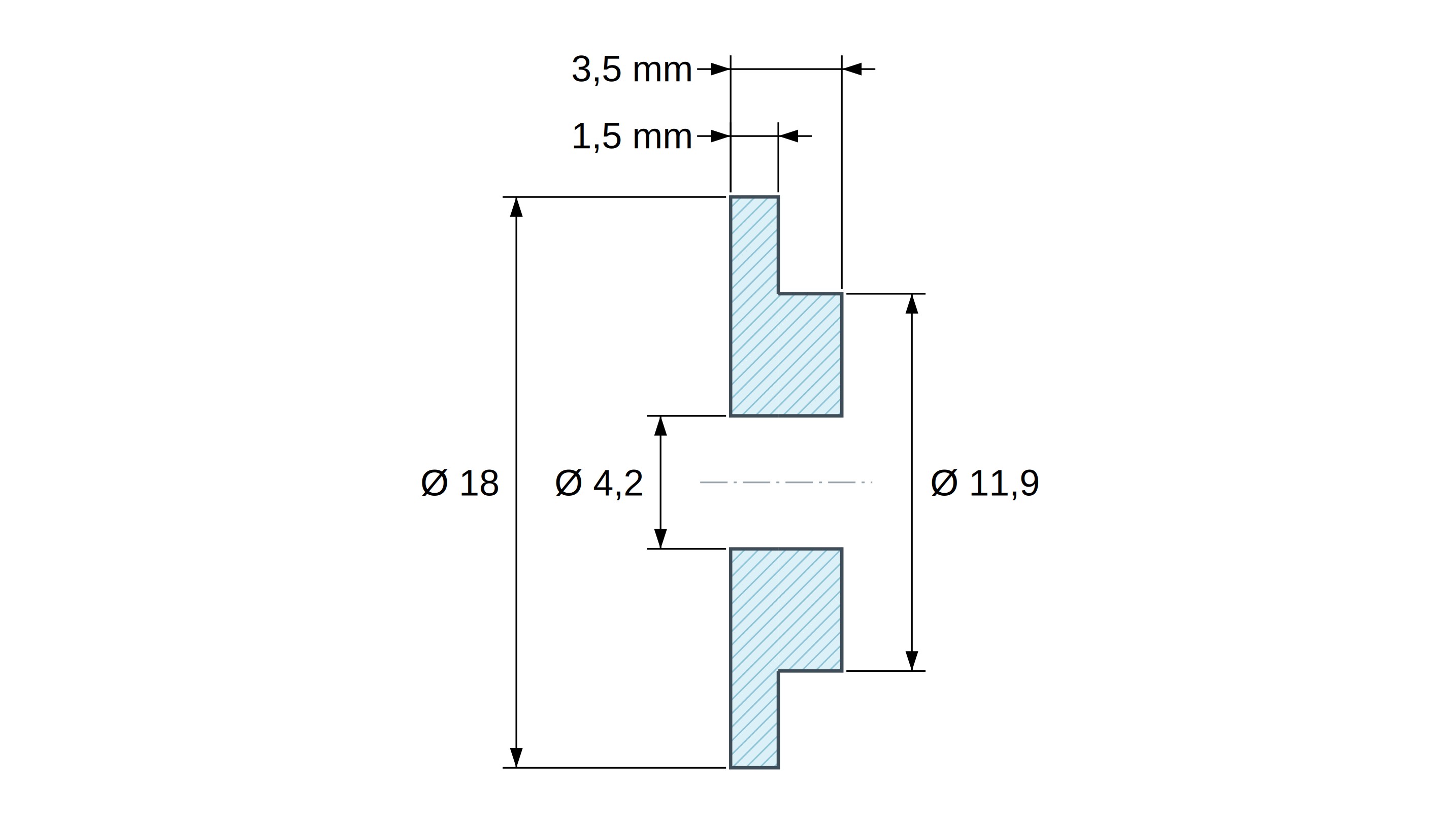 Tulejka izolacyjna z kołnierzem Ø4,2x18mm, niskie osadzenie Ø11,9mm, naturalny poliamid PA6 UL94-V2 Tulejka izolacyjna z kołnierzem Ø4,2x18mm, niskie osadzenie Ø11,9mm, naturalny poliamid PA6 UL94-V2