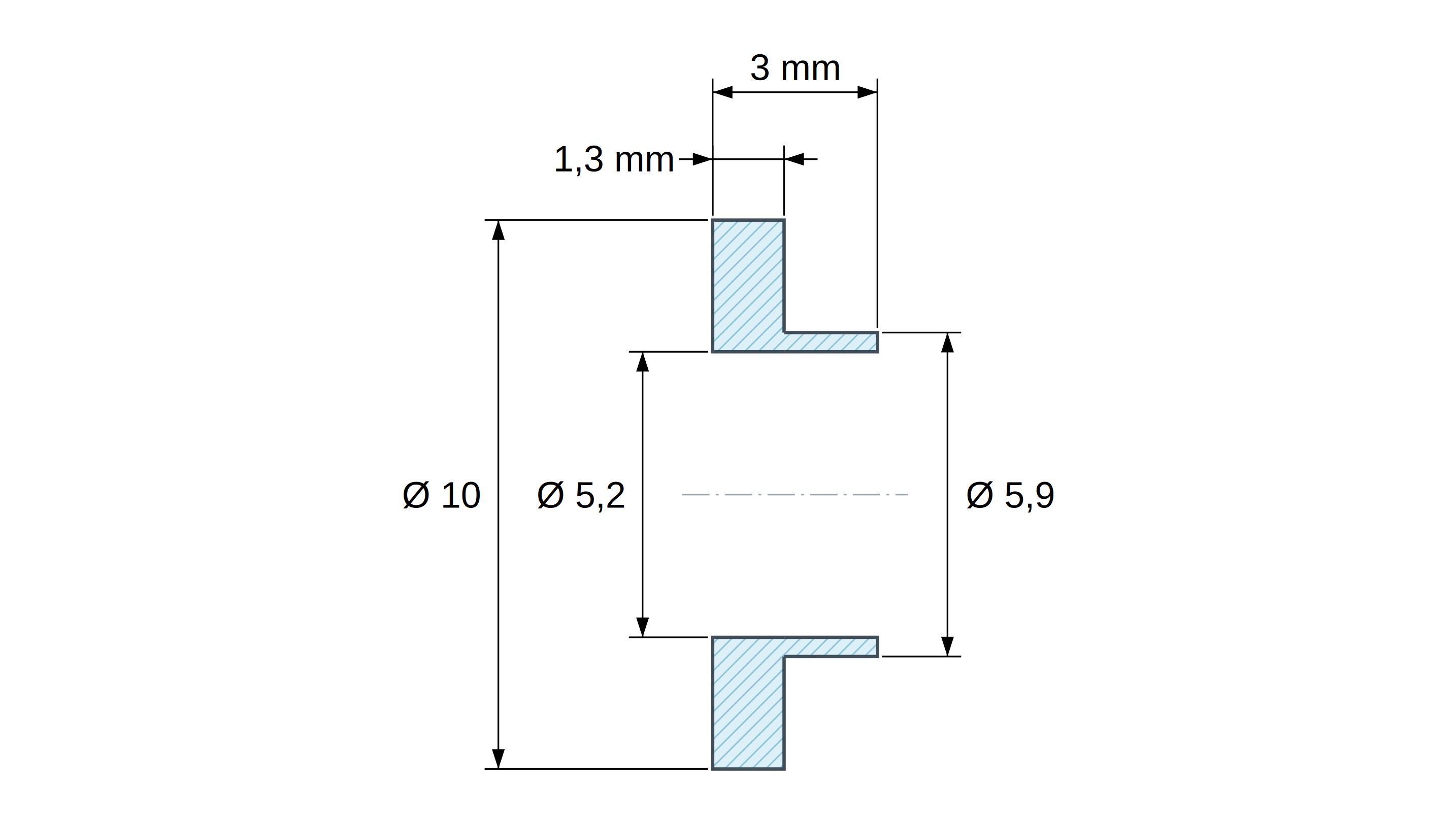 Tulejka izolacyjna z kołnierzem Ø5,2x10mm, niskie osadzenie Ø5,9mm, naturalny poliamid PA6 UL94-V2 Tulejka izolacyjna z kołnierzem Ø5,2x10mm, niskie osadzenie Ø5,9mm, naturalny poliamid PA6 UL94-V2