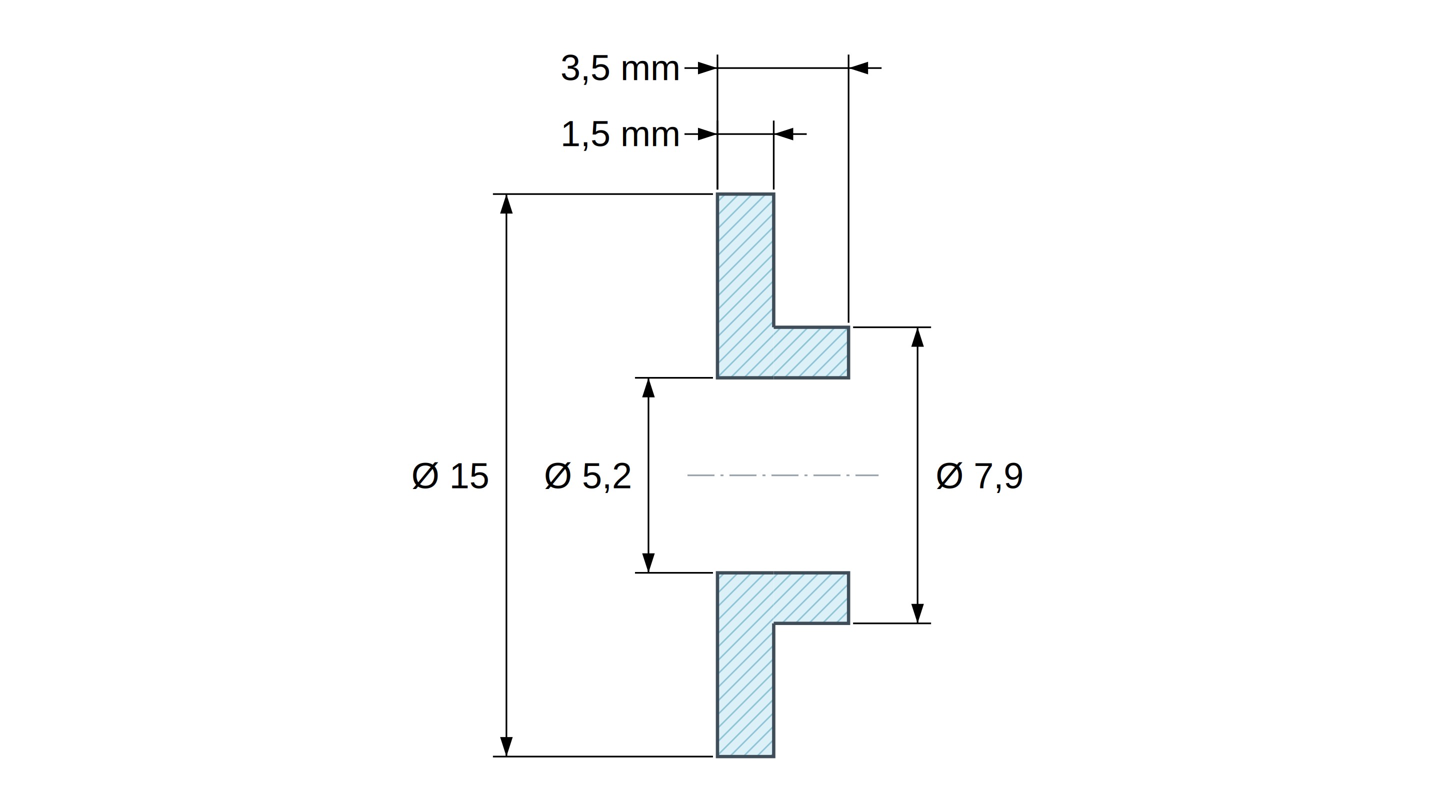 Tulejka izolacyjna z kołnierzem Ø5,2x15mm, niskie osadzenie Ø7,9mm, naturalny poliamid PA6 UL94-V2