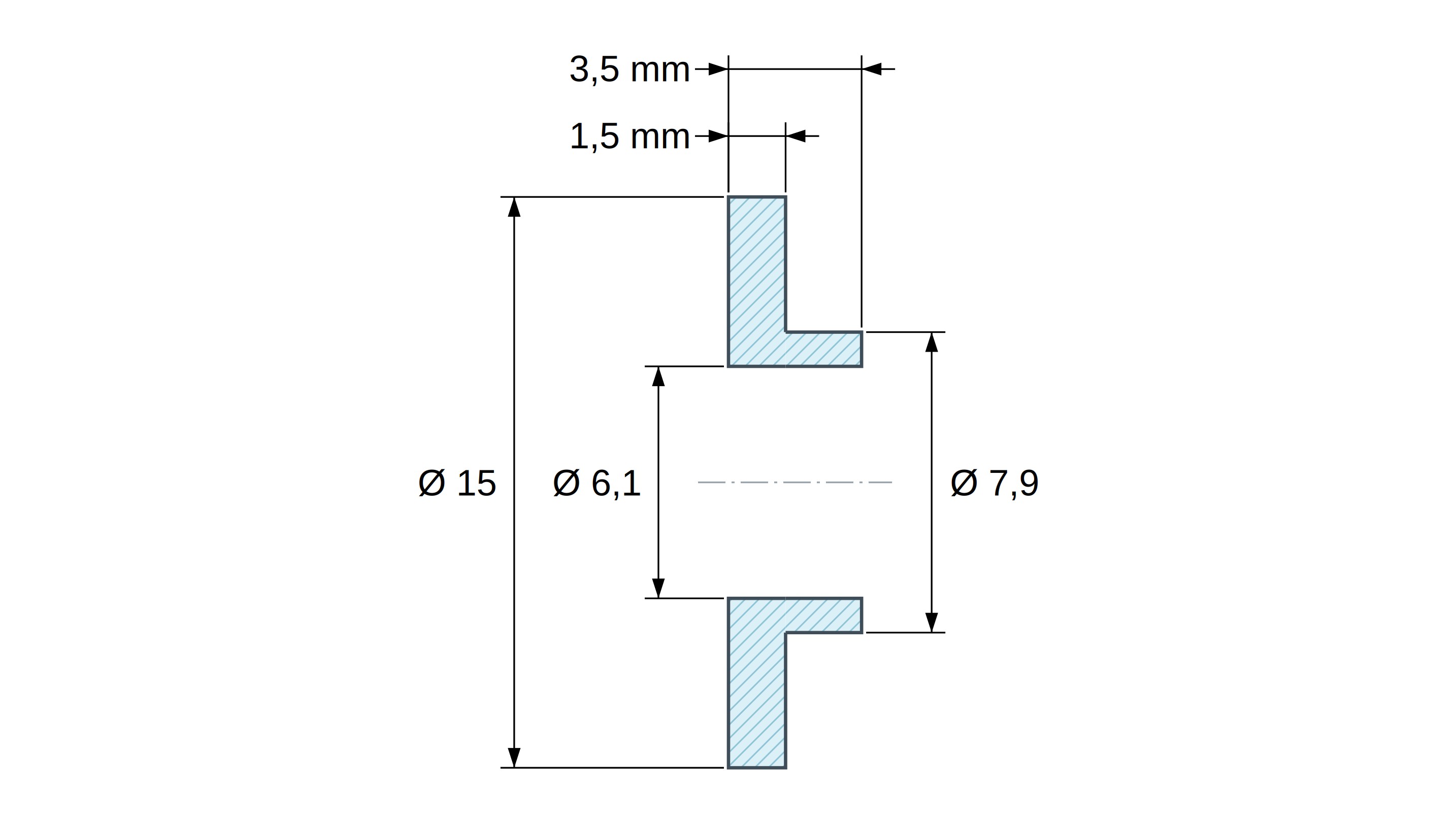Tulejka izolacyjna z kołnierzem Ø6,1x15mm, niskie osadzenie Ø7,9mm, naturalny poliamid PA6 UL94-V2 Tulejka izolacyjna z kołnierzem Ø6,1x15mm, niskie osadzenie Ø7,9mm, naturalny poliamid PA6 UL94-V2