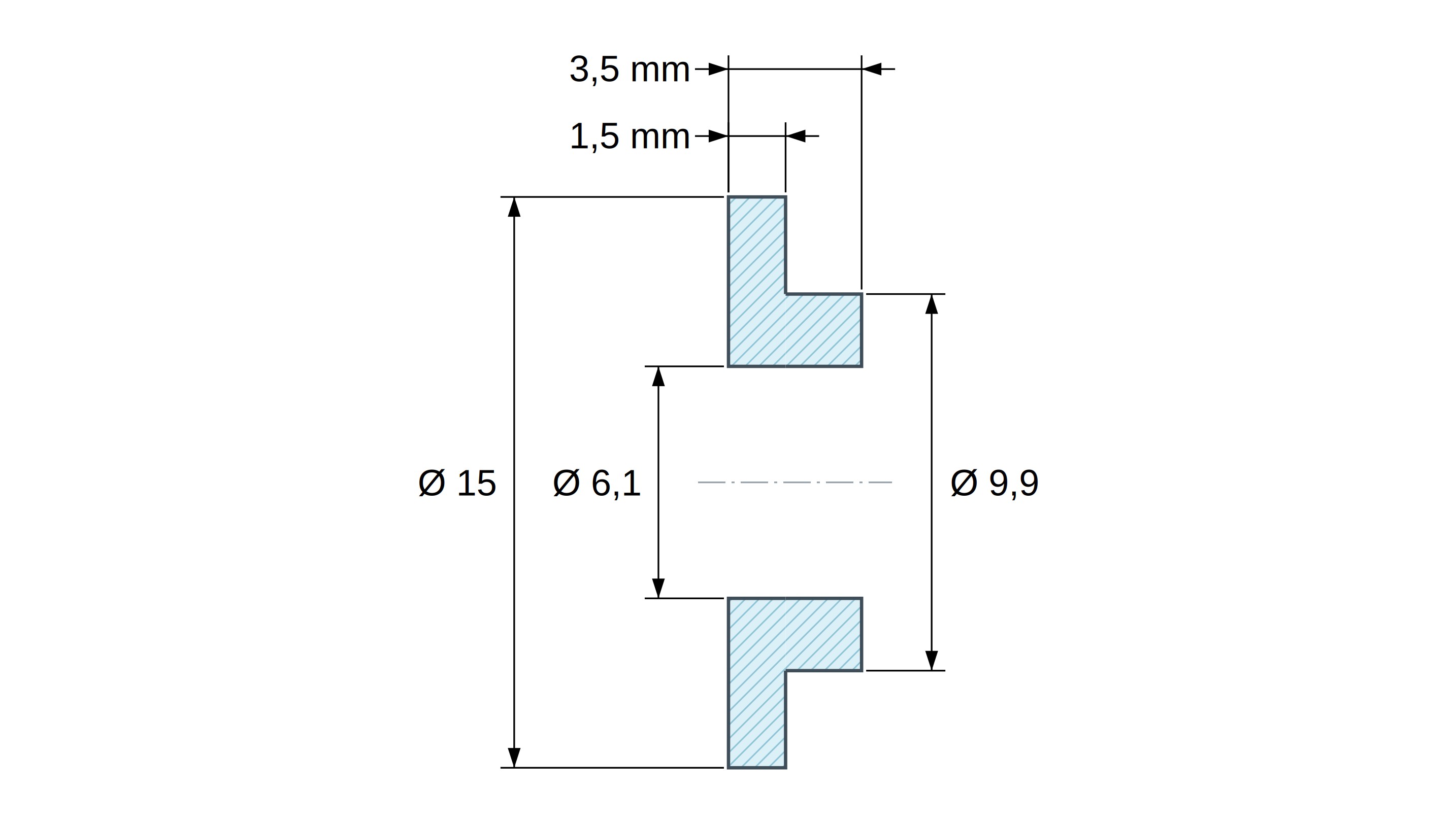 Tulejka izolacyjna z kołnierzem Ø6,1x15mm, niskie osadzenie Ø9,9mm, naturalny poliamid PA6 UL94-V2 Tulejka izolacyjna z kołnierzem Ø6,1x15mm, niskie osadzenie Ø9,9mm, naturalny poliamid PA6 UL94-V2
