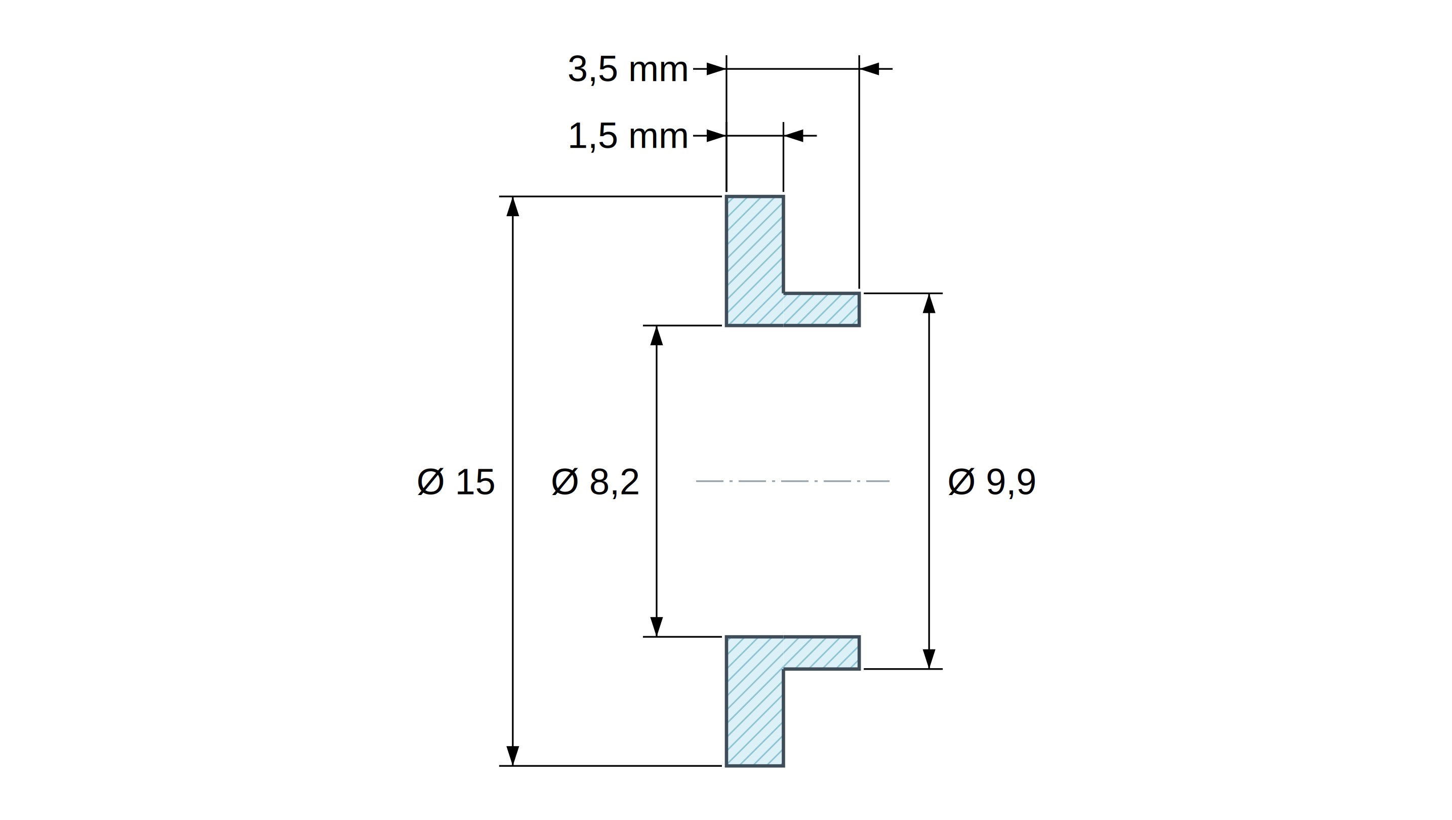 Tulejka izolacyjna z kołnierzem Ø8,2x15mm, niskie osadzenie Ø9,9mm, naturalny poliamid PA6 UL94-V2 Tulejka izolacyjna z kołnierzem Ø8,2x15mm, niskie osadzenie Ø9,9mm, naturalny poliamid PA6 UL94-V2