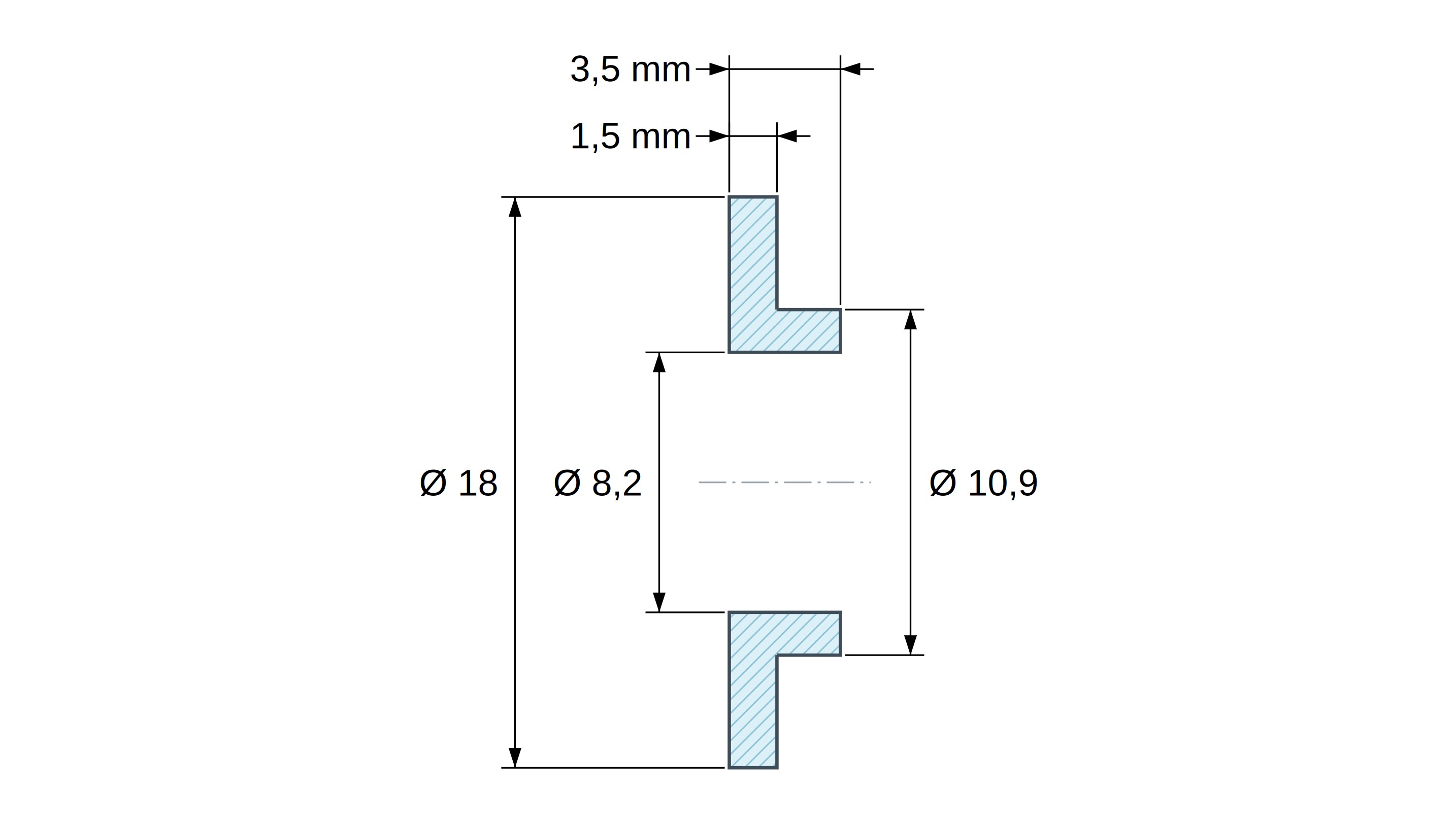 Tulejka izolacyjna z kołnierzem Ø8,2x18mm, niskie osadzenie Ø10,9mm, naturalny poliamid PA6 UL94-V2 Tulejka izolacyjna z kołnierzem Ø8,2x18mm, niskie osadzenie Ø10,9mm, naturalny poliamid PA6 UL94-V2