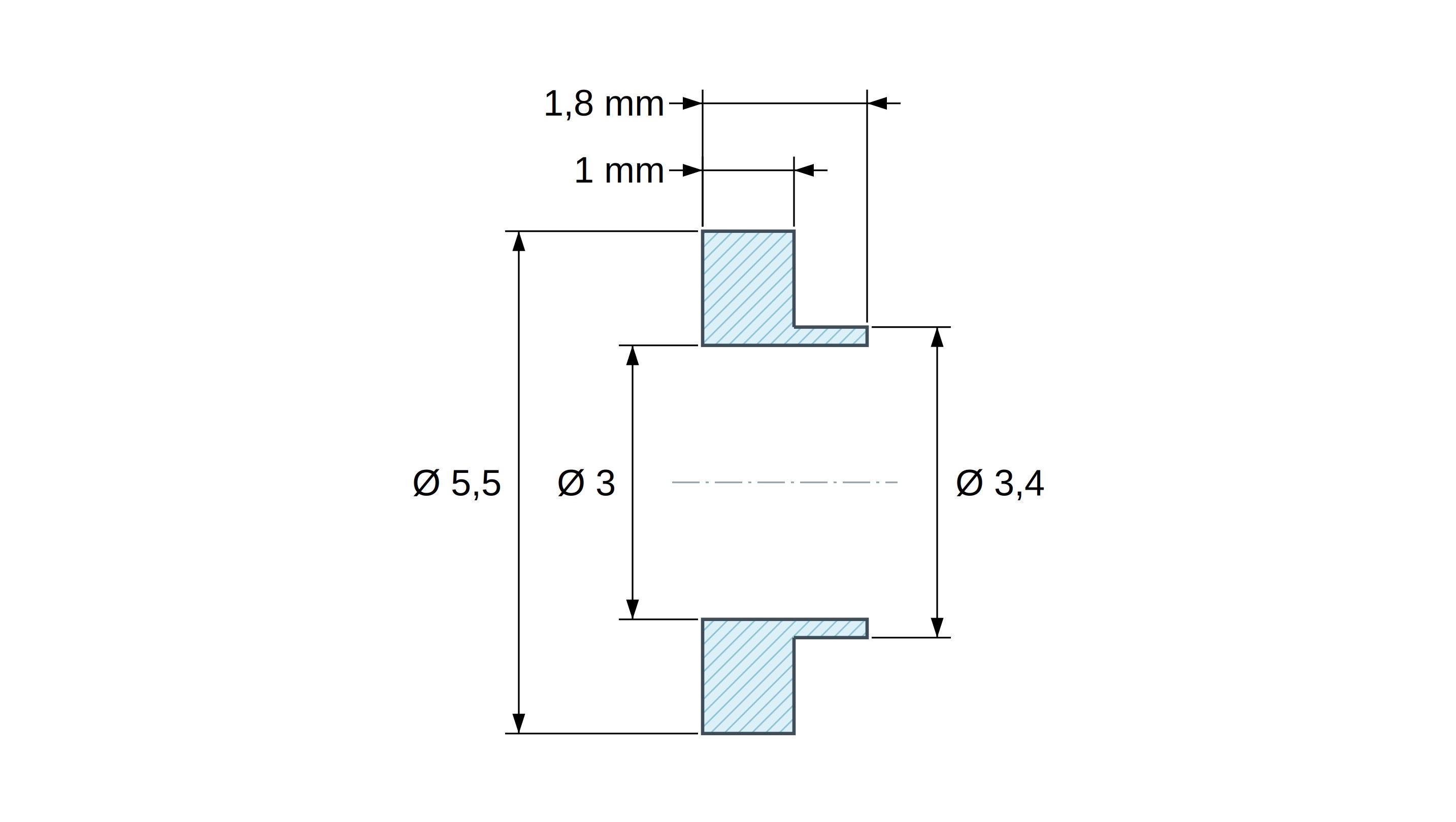 Tulejka izolacyjna z kołnierzem Ø3x5,5mm, niskie osadzenie Ø3,4mm, polisiarczek fenylenu PPS czarny UL94-V0 Tulejka izolacyjna z kołnierzem Ø3x5,5mm, niskie osadzenie Ø3,4mm, polisiarczek fenylenu PPS czarny UL94-V0