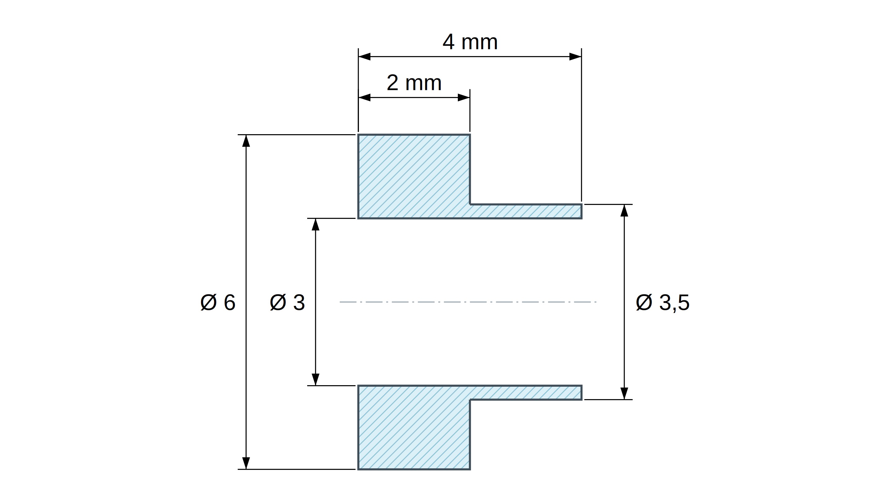 Izolační pouzdro s přírubou Ø3x6mm, nízké osazení Ø3,5mm, polyfenylensulfid PPS hnědý UL94-V0