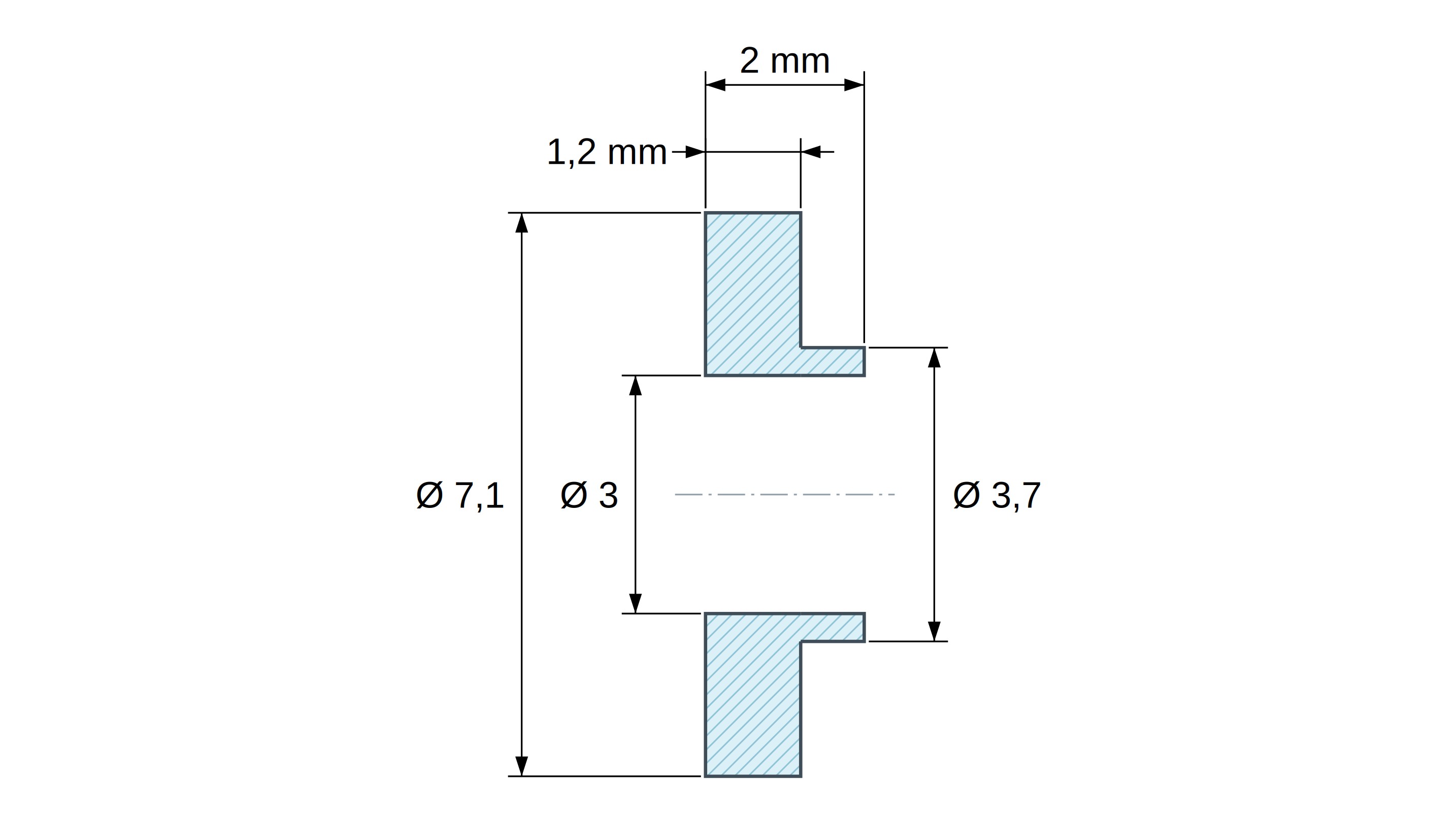 Μονωτικός δακτύλιος με φλάντζα Ø3x7,1mm, χαμηλός ώμος Ø3,7mm, πολυφαινυλενοσουλφίδιο PPS μαύρο UL94-V0 Μονωτικός δακτύλιος με φλάντζα Ø3x7,1mm, χαμηλός ώμος Ø3,7mm, πολυφαινυλενοσουλφίδιο PPS μαύρο UL94-V0